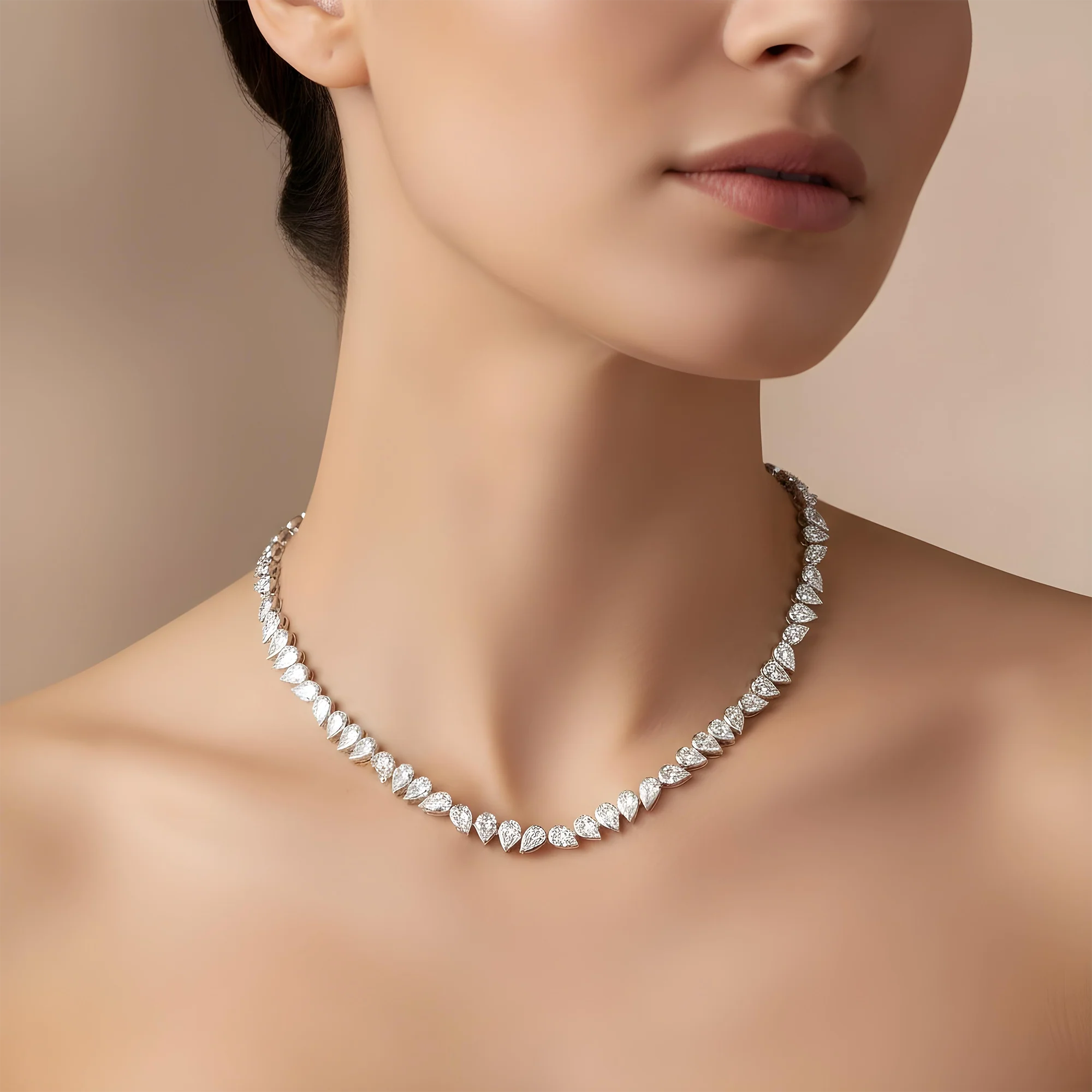 14K Yellow Gold Bezel Set Pear Cut Diamond Necklace 11.66ct - Image 6