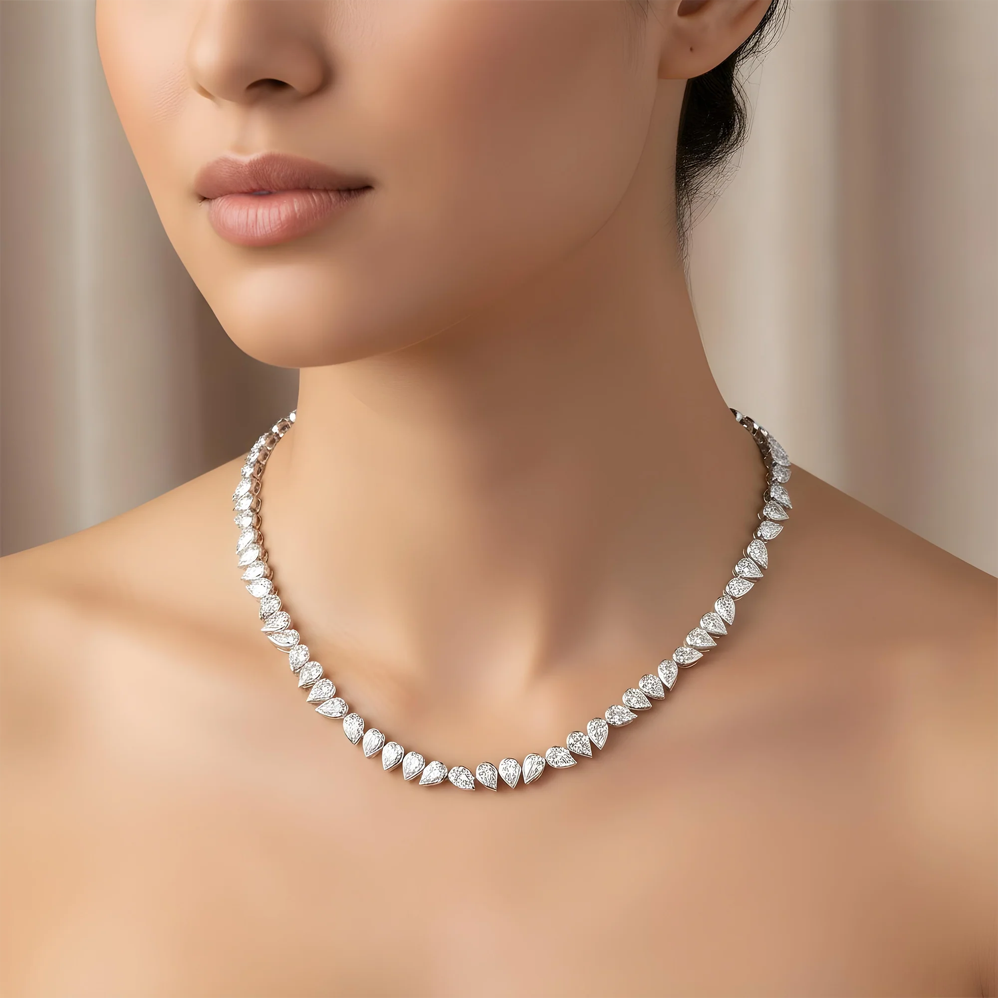 14K Yellow Gold Bezel Set Pear Cut Diamond Necklace 11.66ct - Image 7