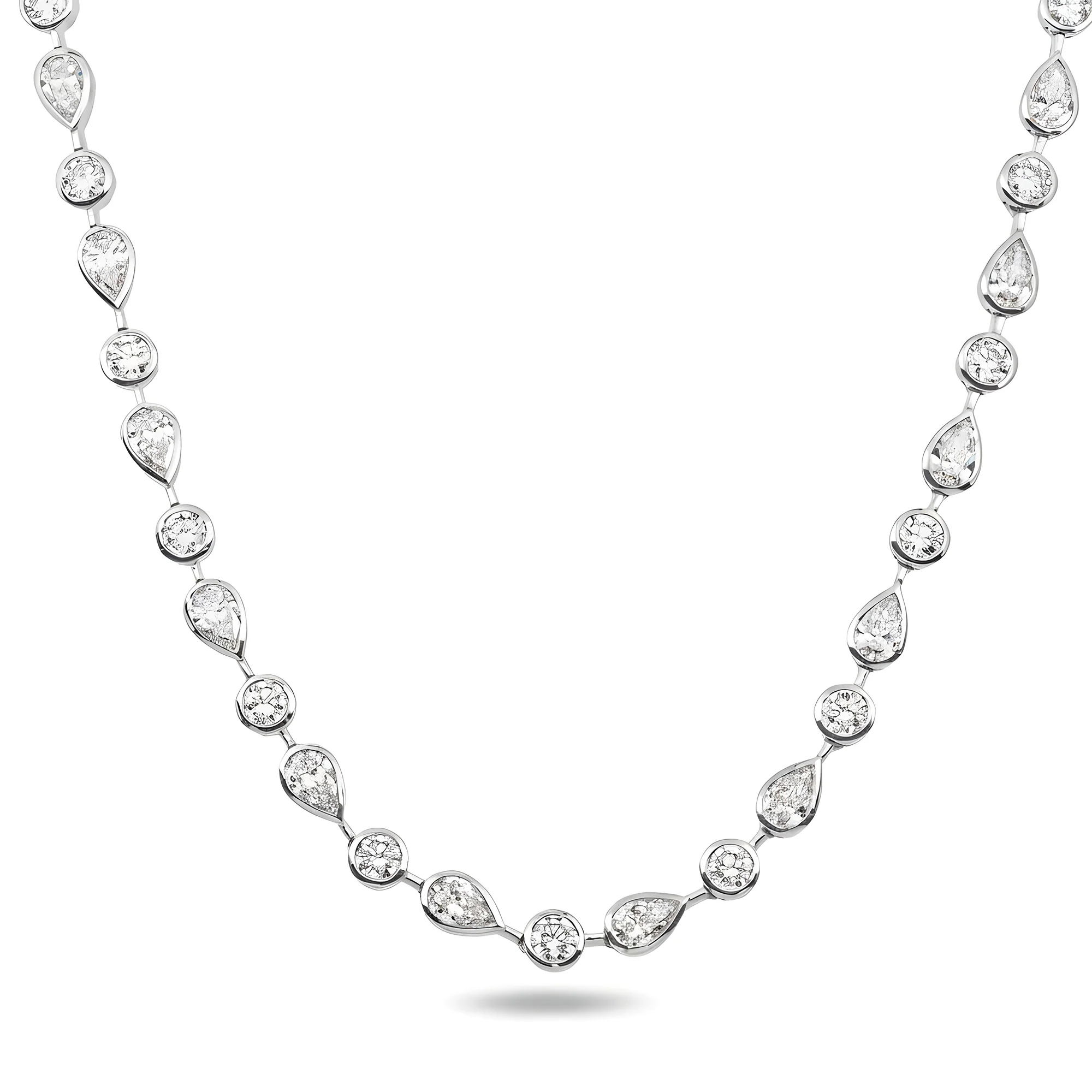 14K Yellow Gold Bezel Set Pear & Oval Cut Diamond Satellite Necklace 17.64ct - Image 5