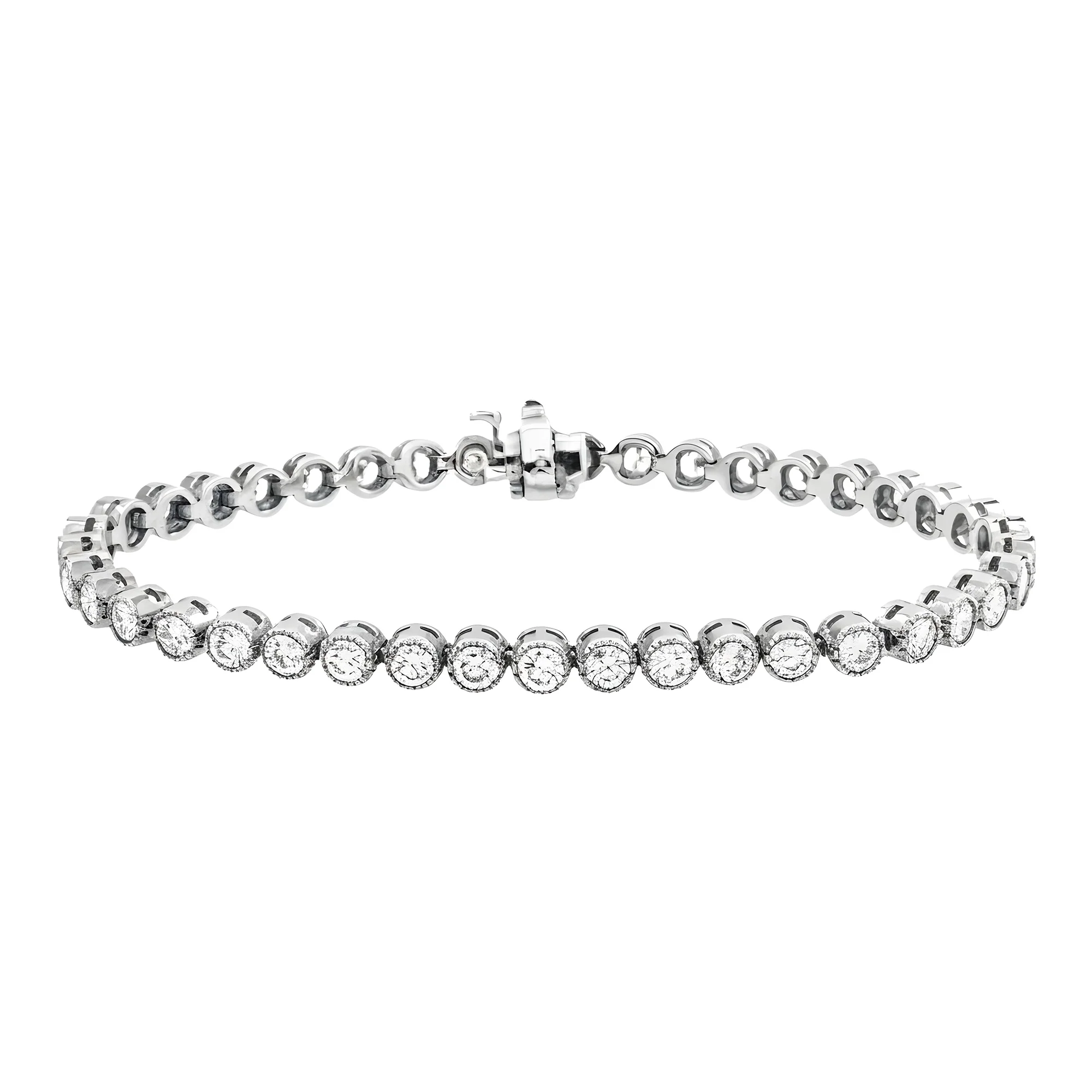 14K Yellow Gold Bezel Set round Diamond Tennis Bracelet 5.03ct - Image 5