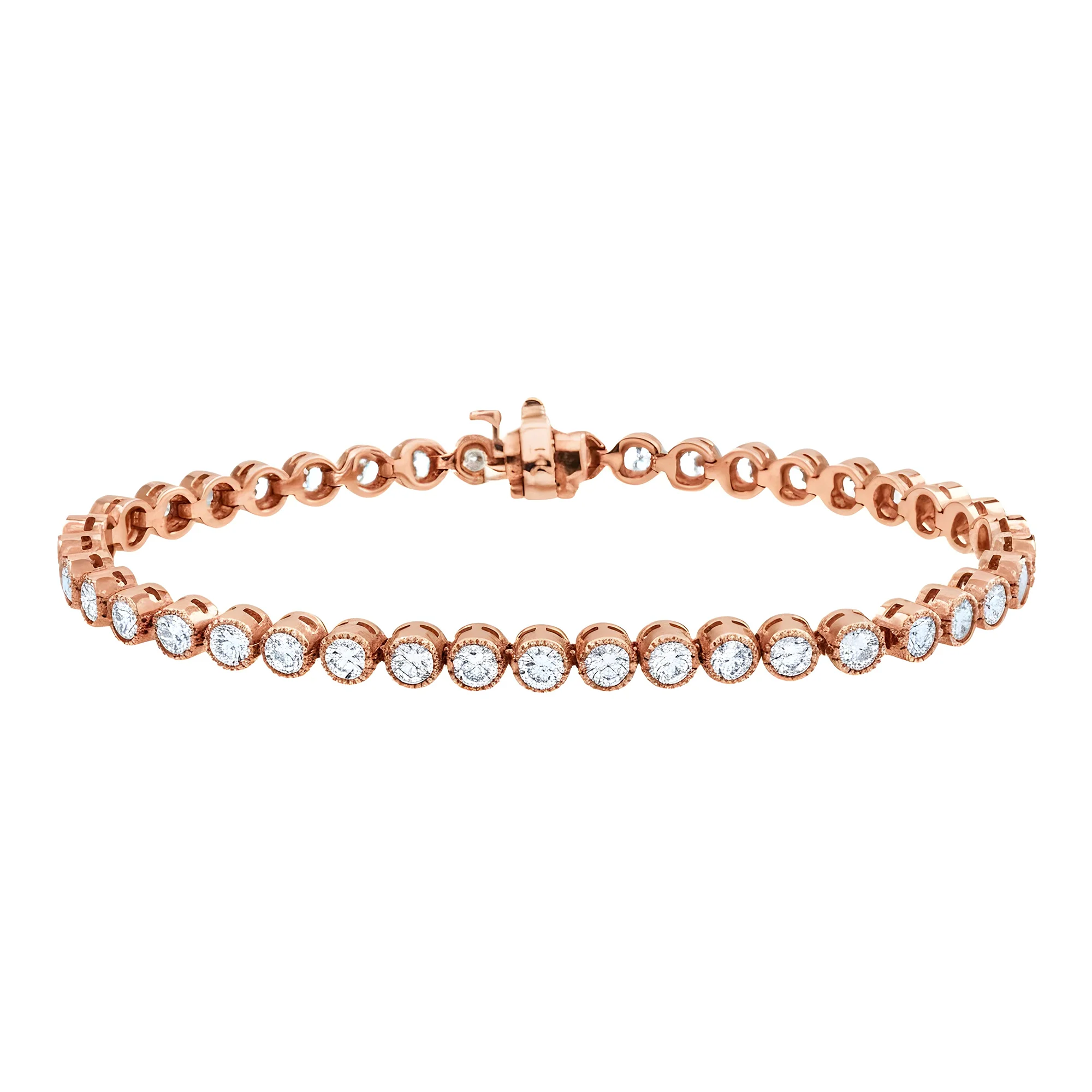 14K Yellow Gold Bezel Set round Diamond Tennis Bracelet 5.03ct - Image 8