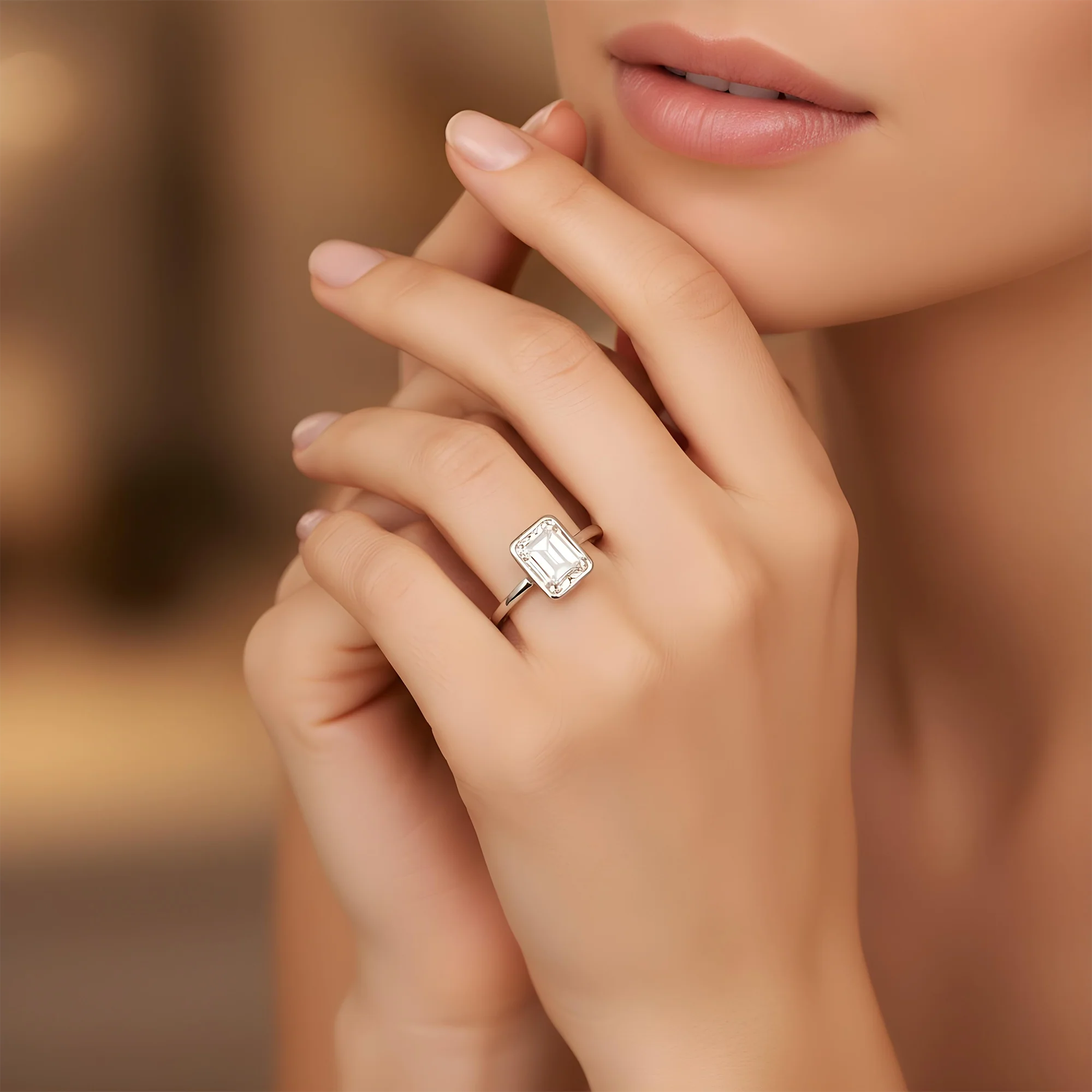 14K Yellow Gold Bezel Set Solitaire Emerald Cut Diamond Ring 1.09ct - Image 7