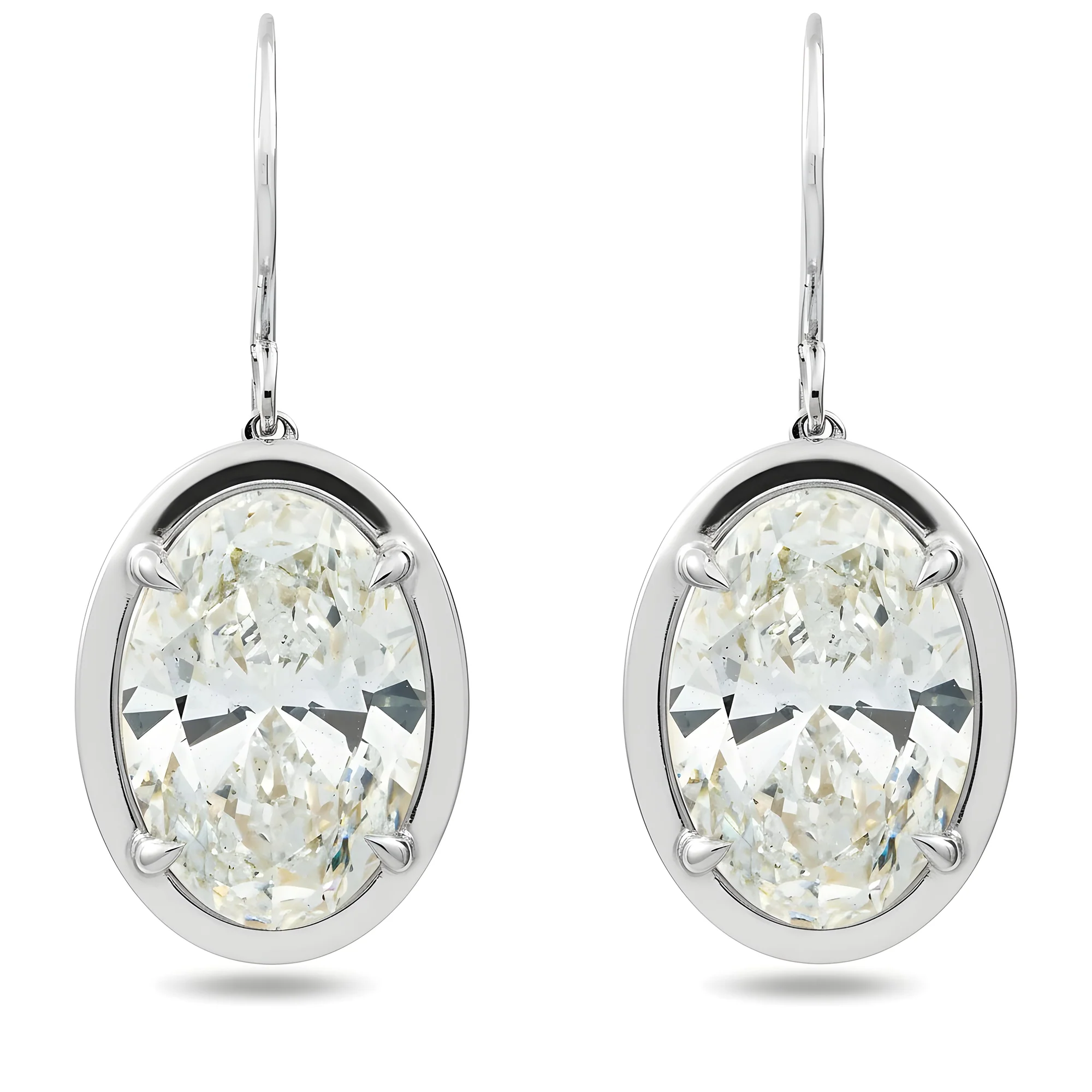 14K Yellow Gold Solitaire Bezel Set Oval Diamond Drop Earrings 10.12ctw - Image 4