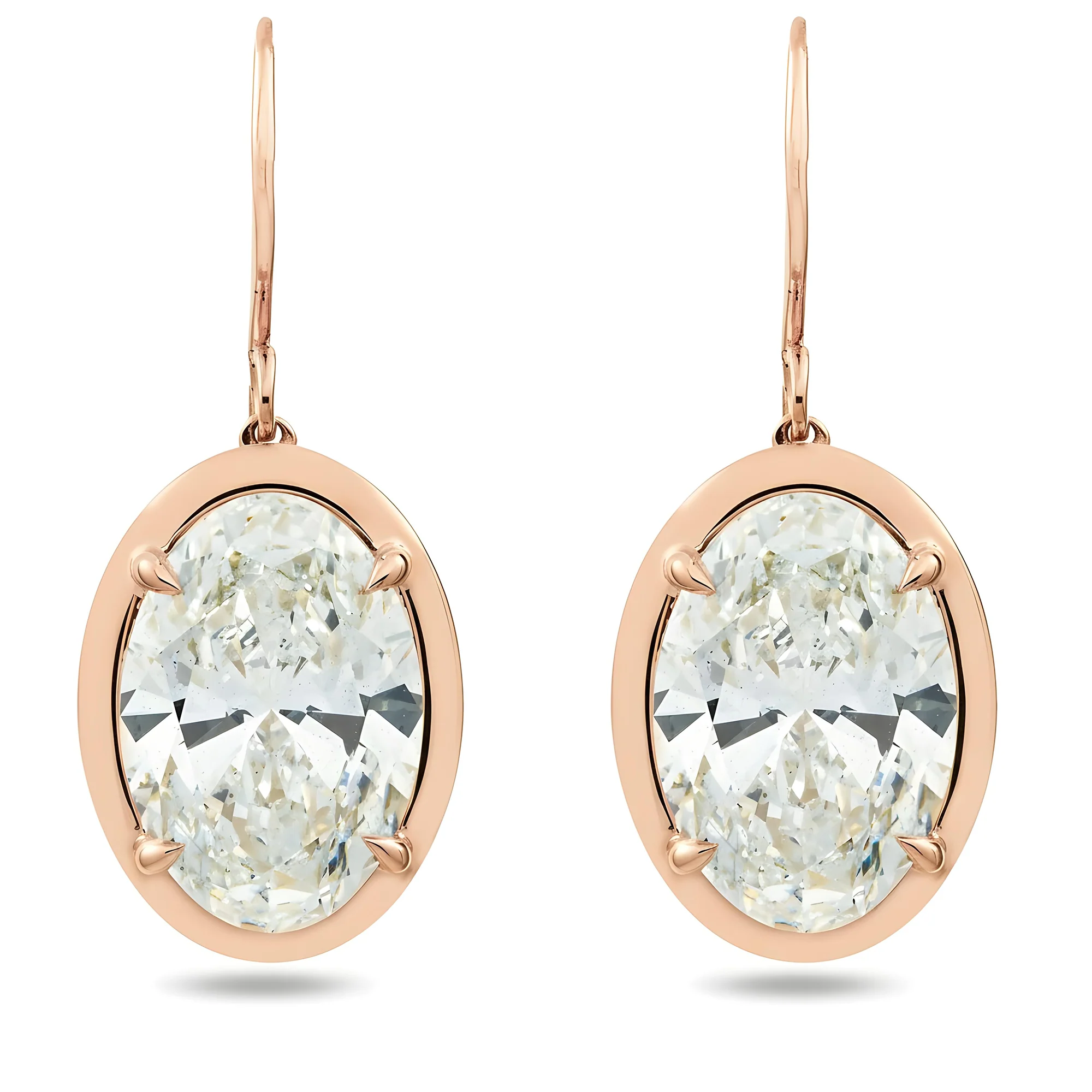14K Yellow Gold Solitaire Bezel Set Oval Diamond Drop Earrings 10.12ctw - Image 7