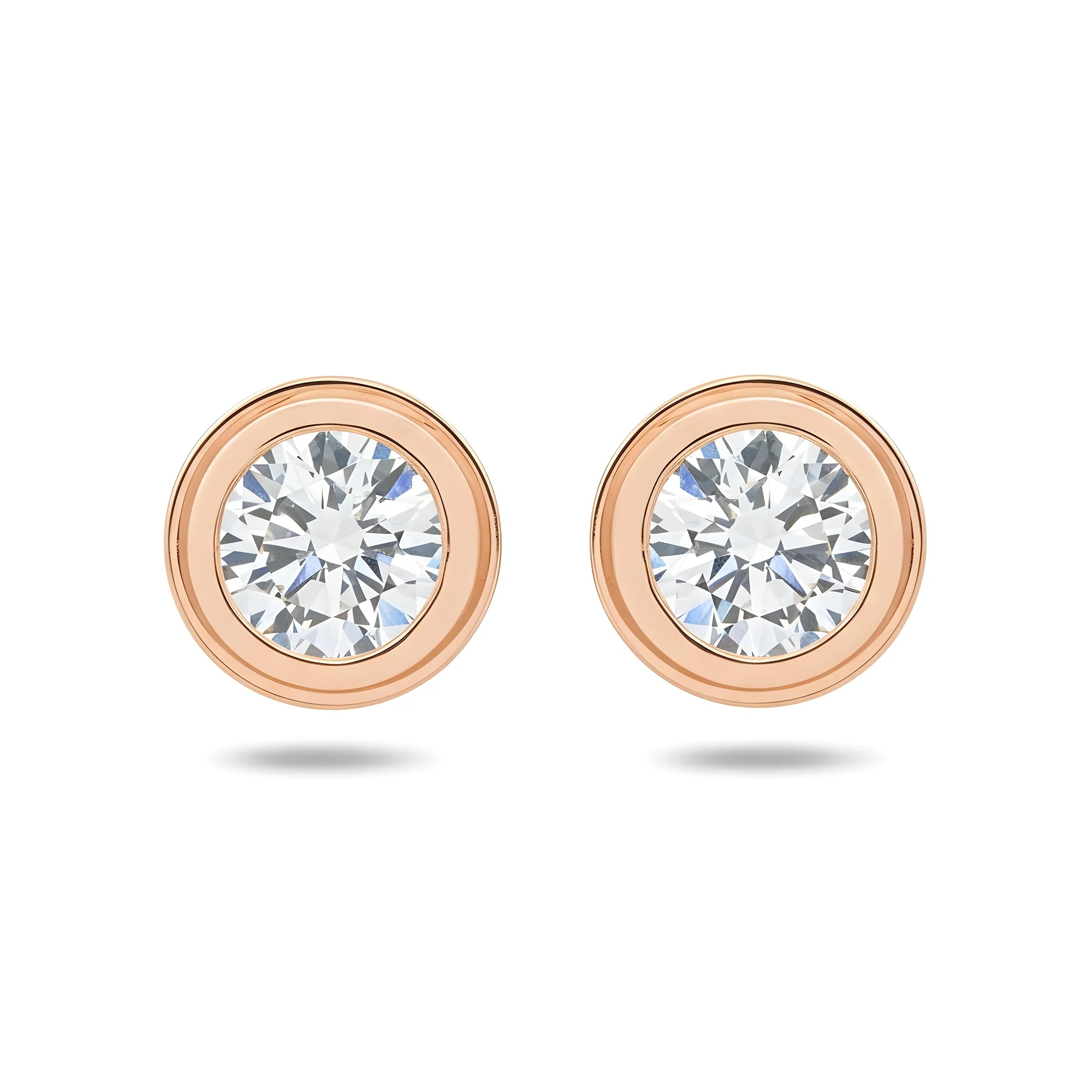 14K Yellow Gold Bezel Set Solitaire Round Diamond Stud Earrings 4.05ctw - Image 8