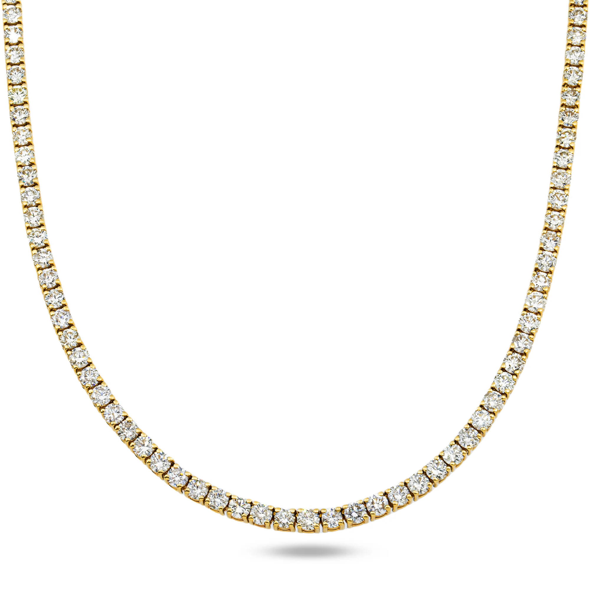 14K Yellow Gold Round Diamond Tennis Chain 25.45ct (16"-22")