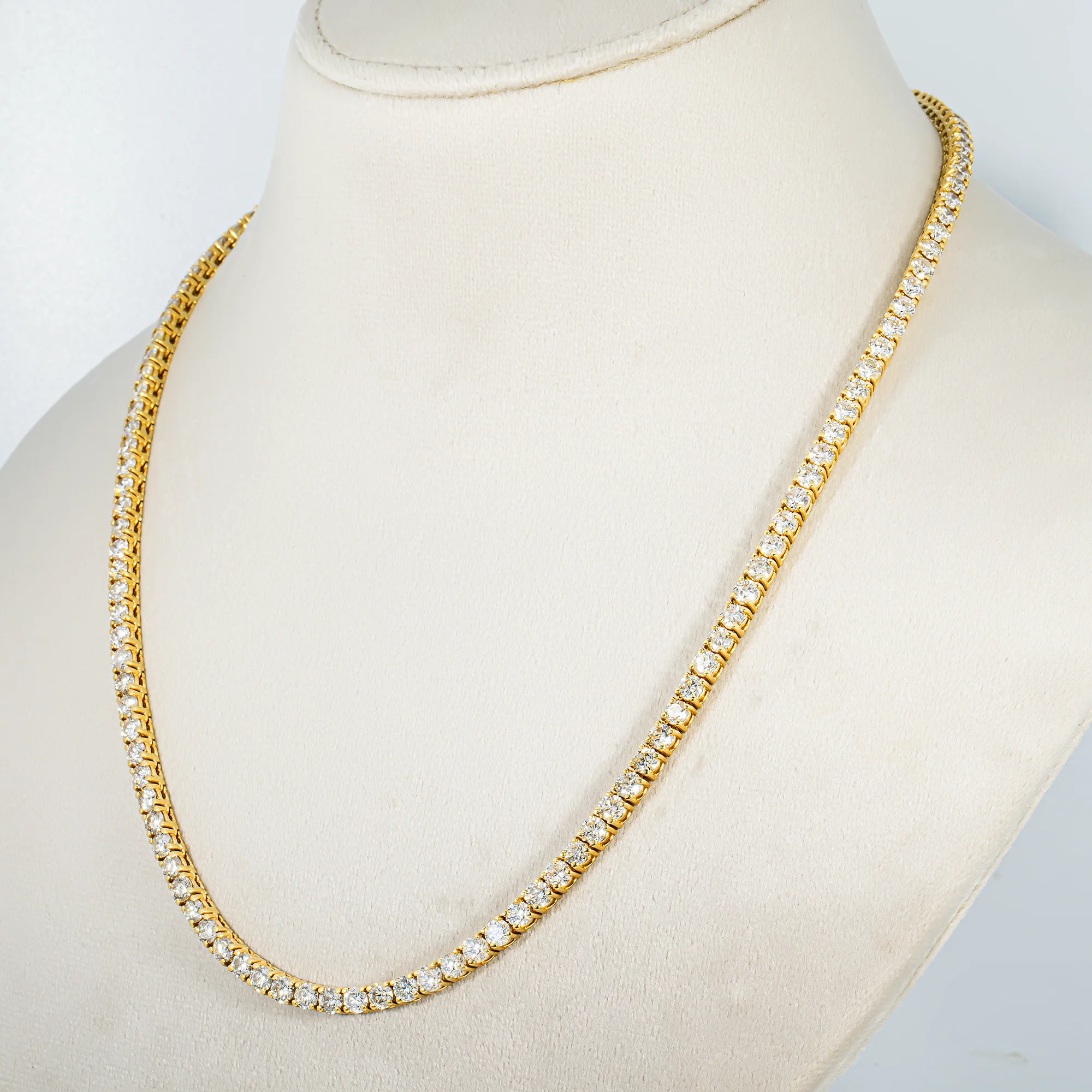 14K Yellow Gold Round Diamond Tennis Chain 25.45ct (16"-22") - Image 2