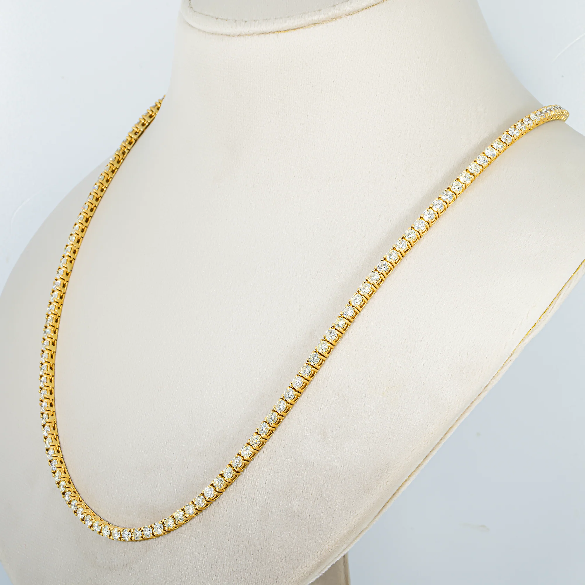 14K Yellow Gold Round Diamond Tennis Chain 24.16ct (16"-22") - Image 2