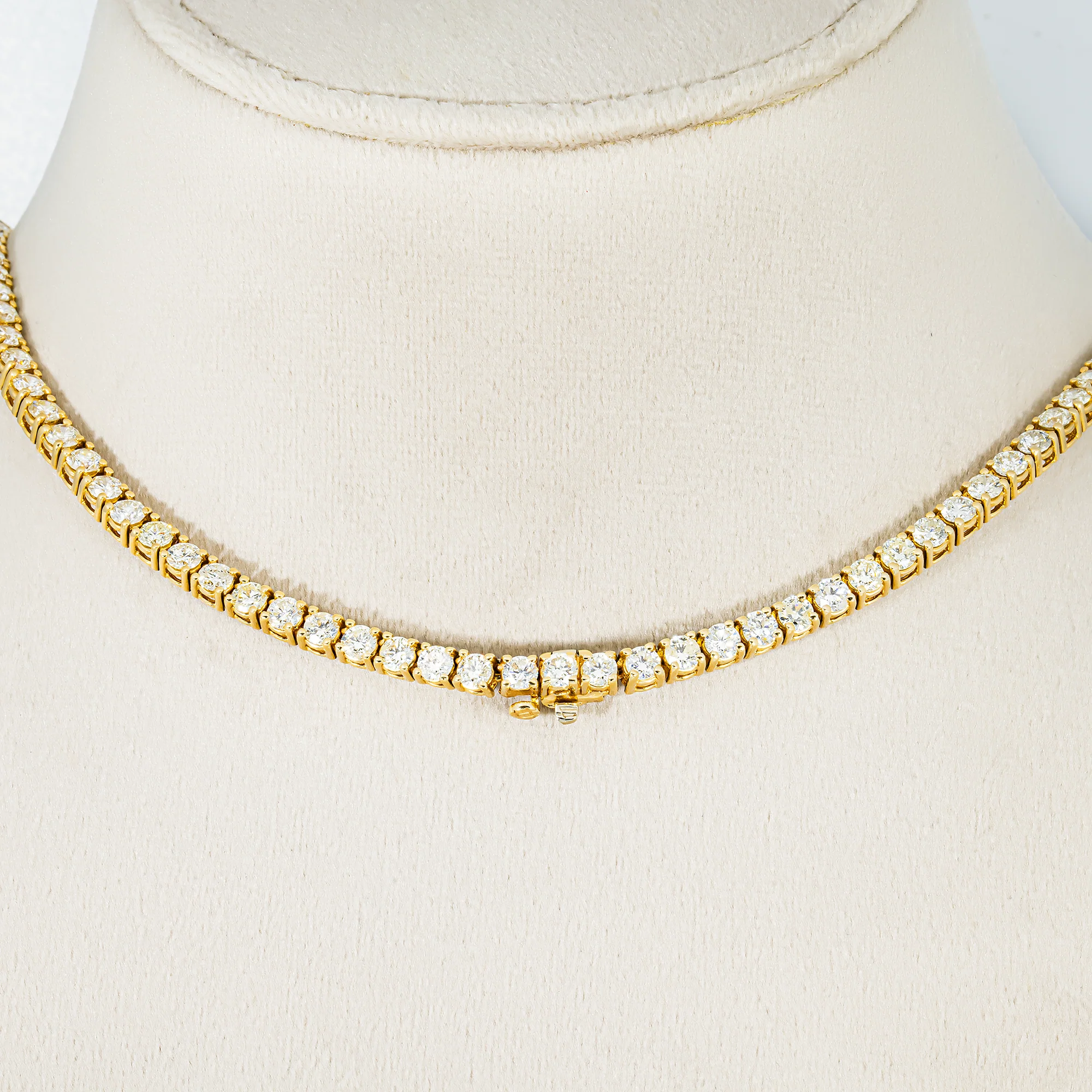 14K Yellow Gold Round Diamond Tennis Chain 24.16ct (16"-22") - Image 3