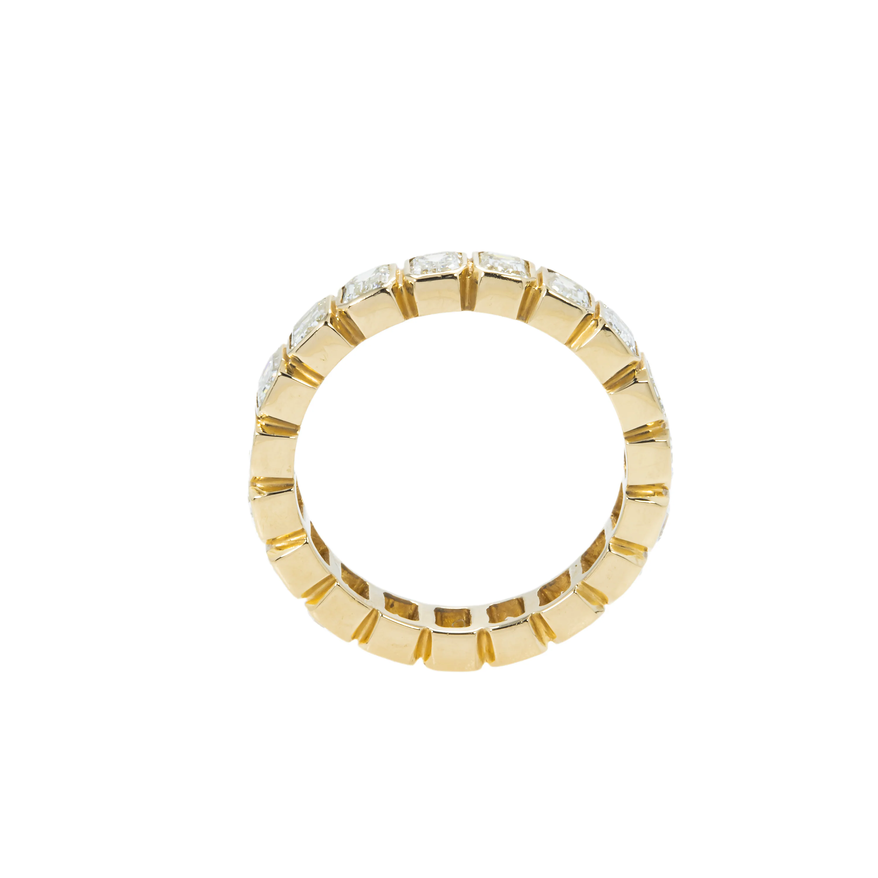 14K Yellow Gold Bezel Set Emerald Diamond Eternity Ring 3.70ct (size 6.75) - Image 4