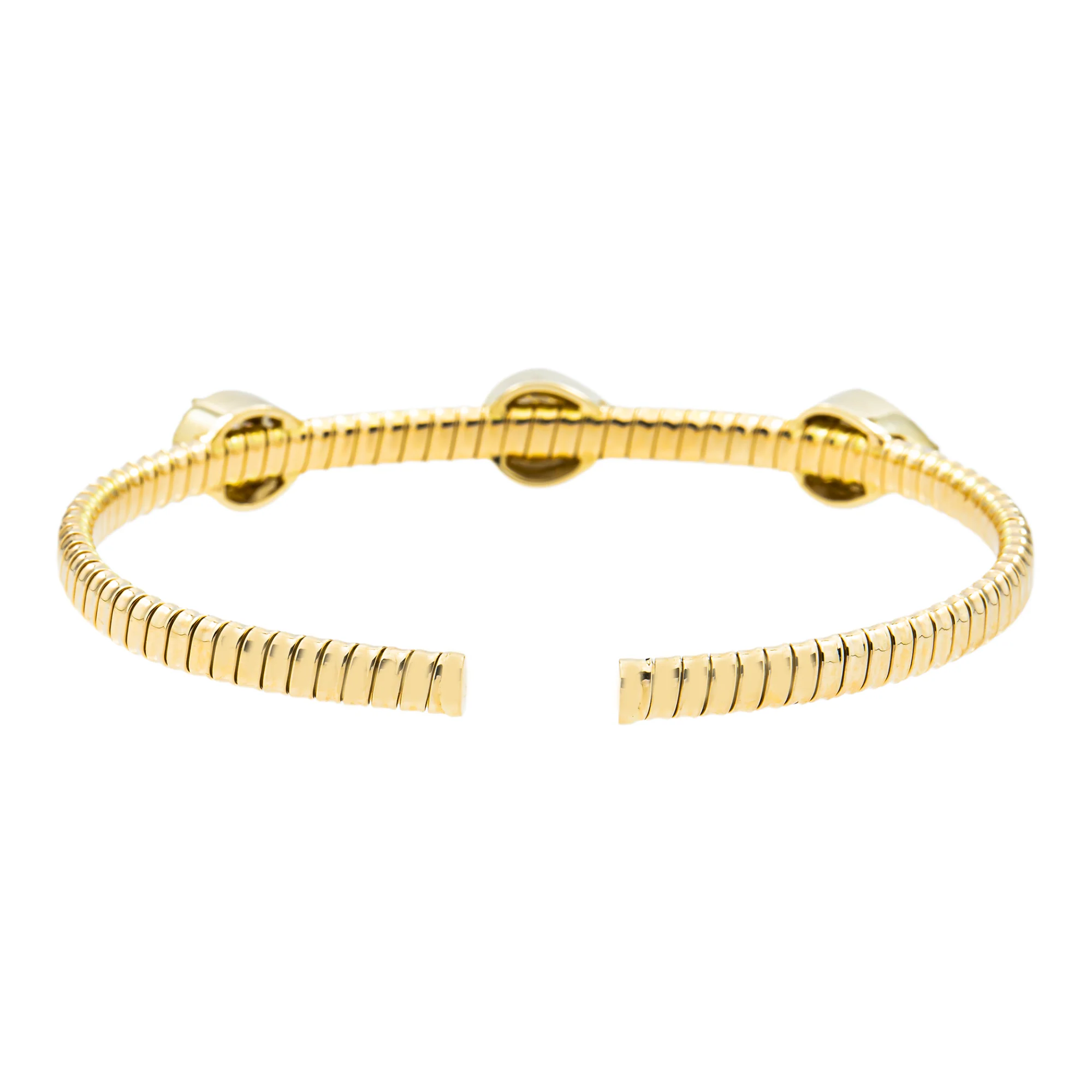 14K Yellow Gold Pear Cut Diamond Satellite Bangle Bracelet 1.95ct - Image 3