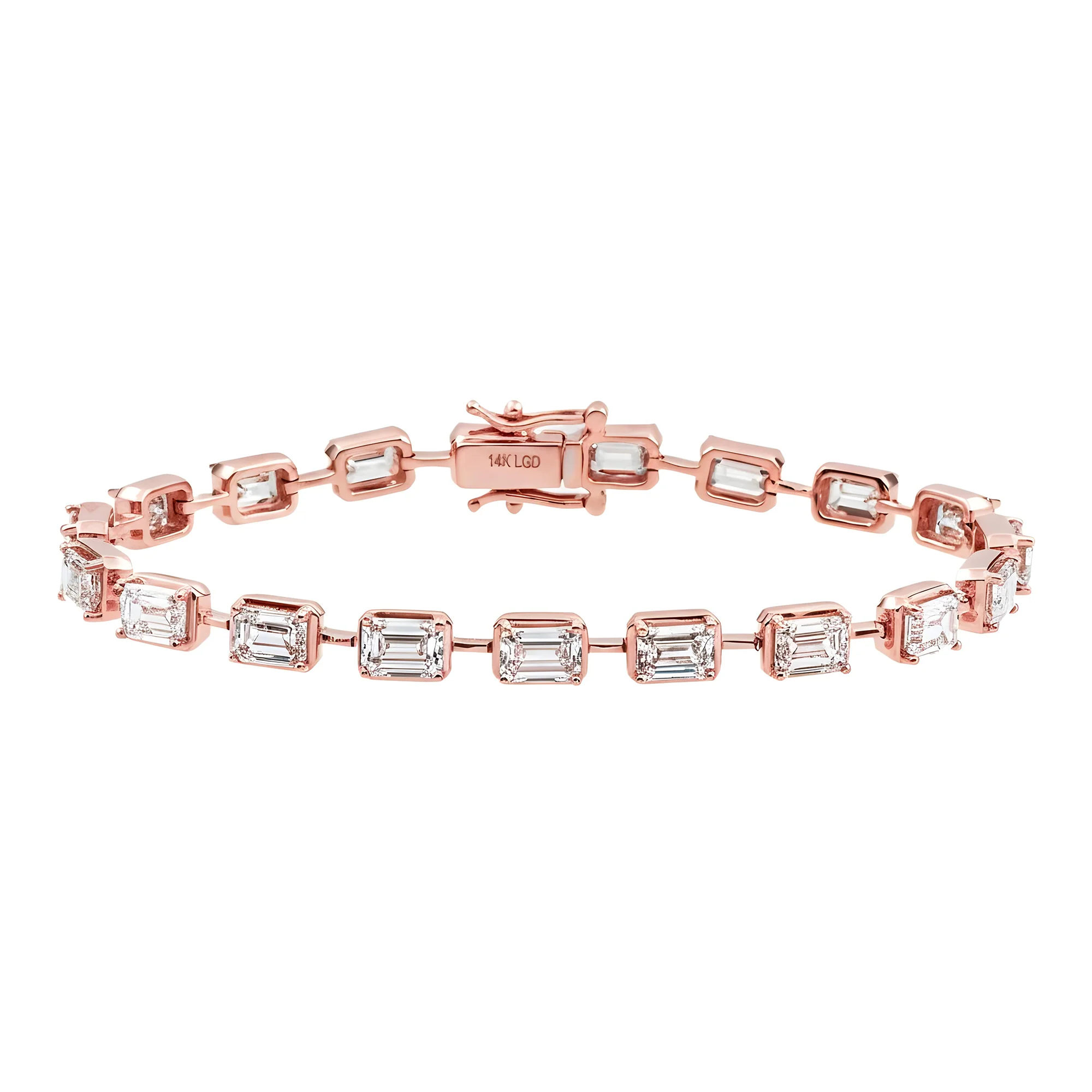 14K Yellow Gold Emerald Cut Diamond Satellite Bracelet 10.41ct - Image 8