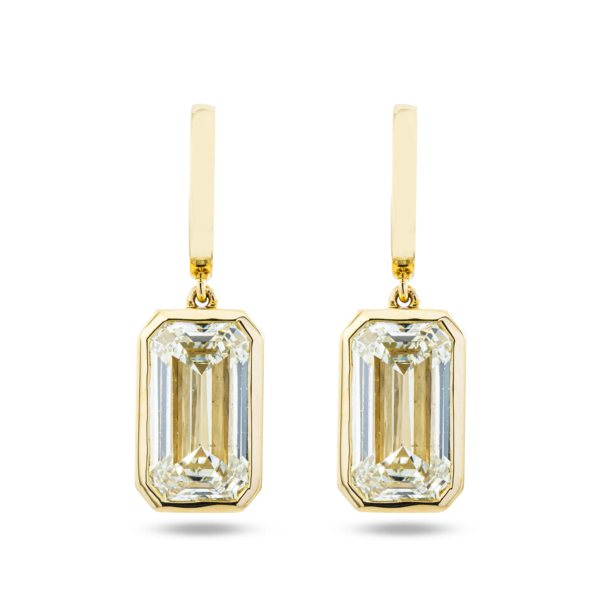 14K Yellow Gold Emerald Diamond Drop Earrings 10.07ctw