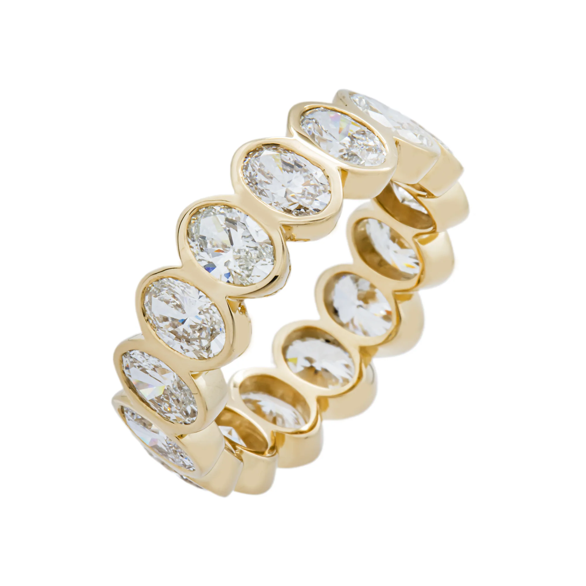 14K Yellow Gold Bezel Set Oval Diamond Eternity Ring 5.06ct (size 6) - Image 2