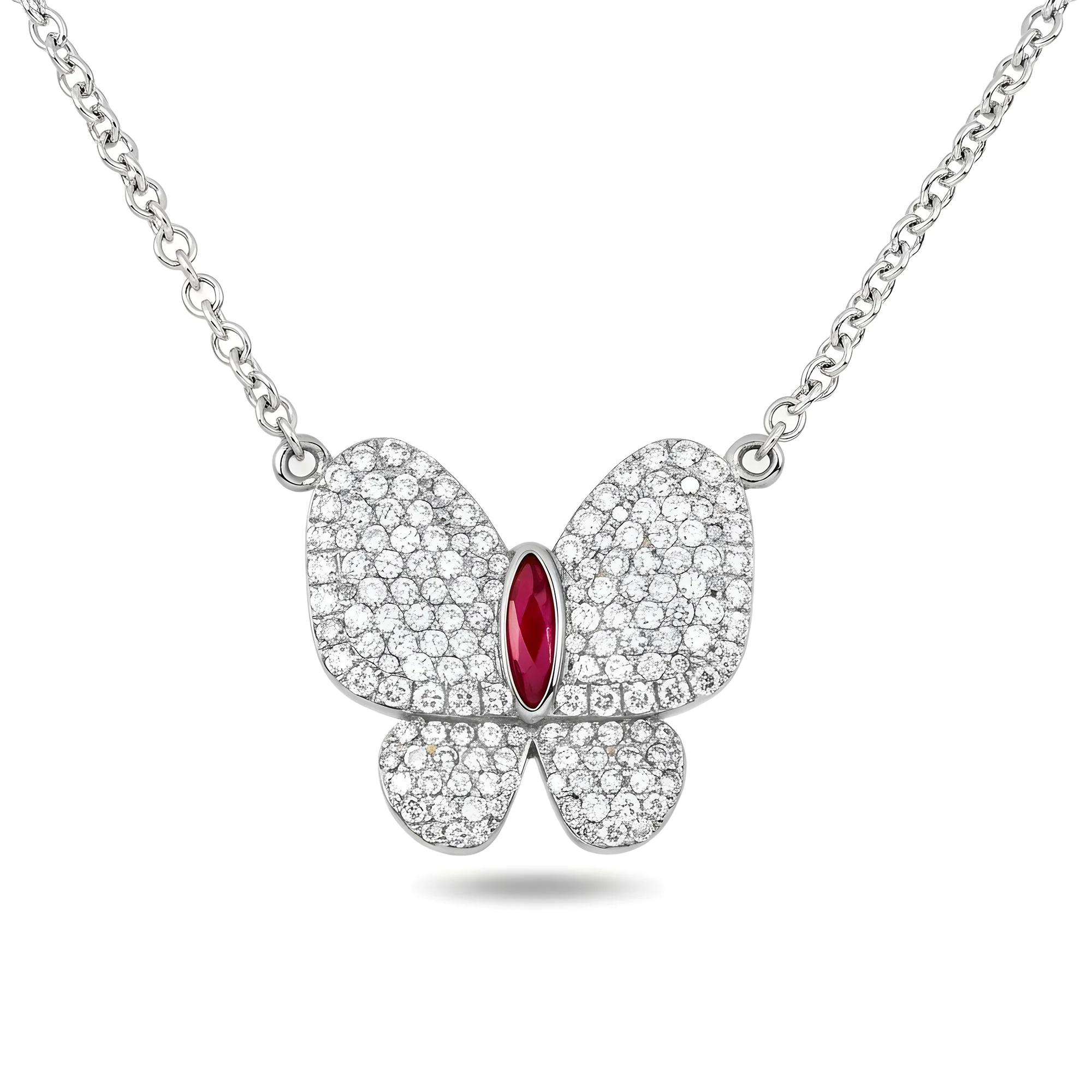 Double Sided - 14K Yellow Gold & Enamel Diamond Butterfly Pendant & Chain Necklace 1.20ct - Image 5