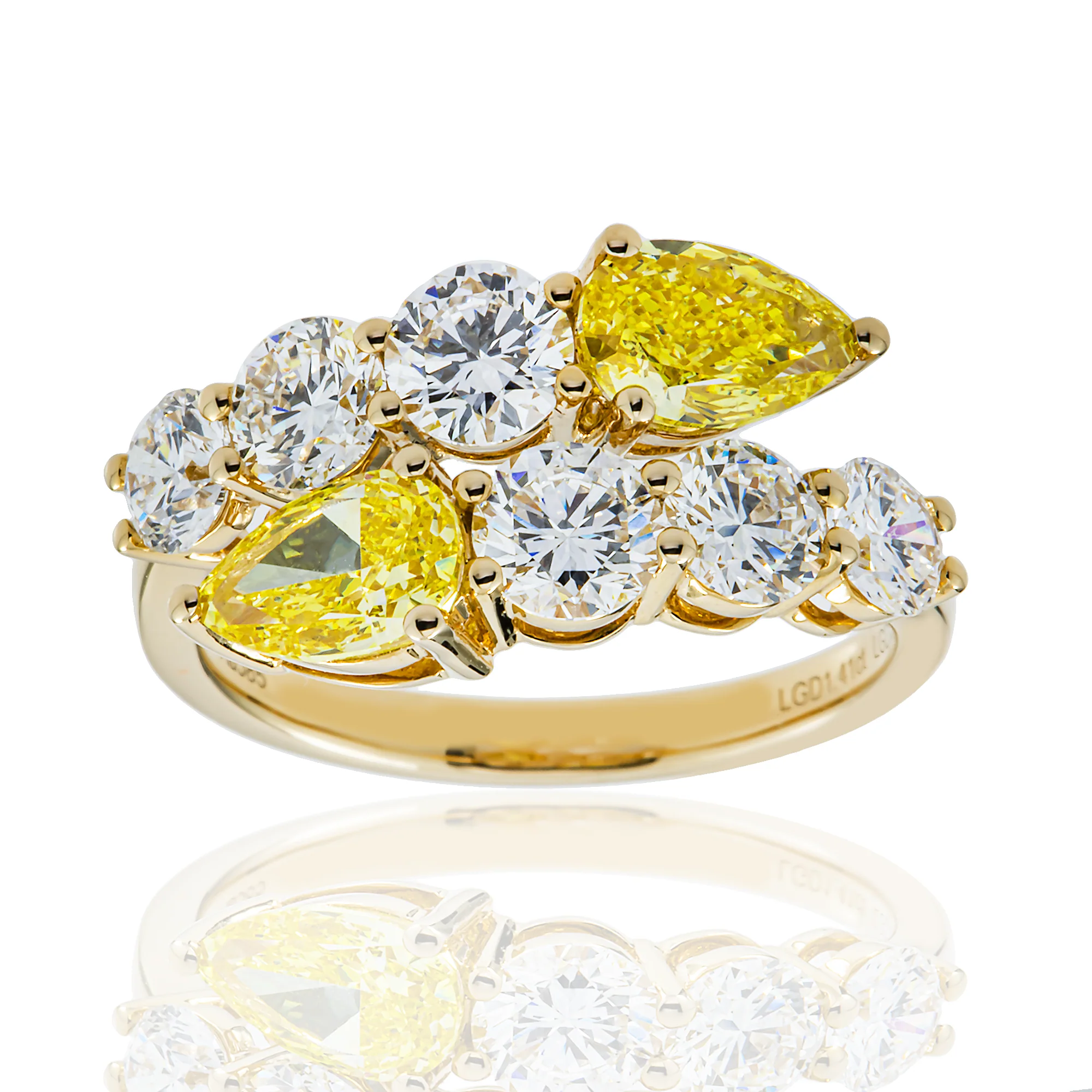 14K White Gold Fancy Yellow & White Diamond Wrap Ring 3.12ct - Image 4
