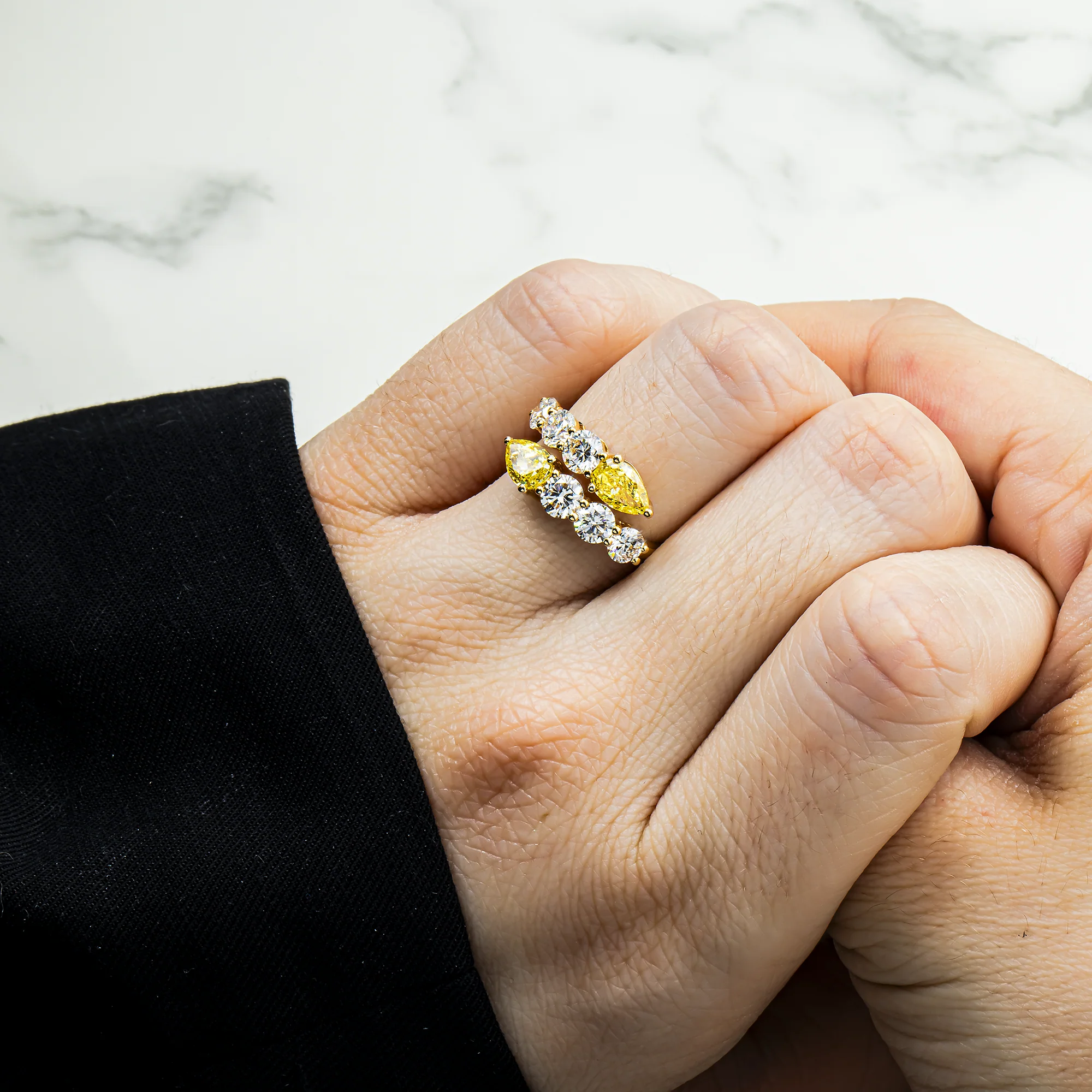14K White Gold Fancy Yellow & White Diamond Wrap Ring 3.12ct - Image 5