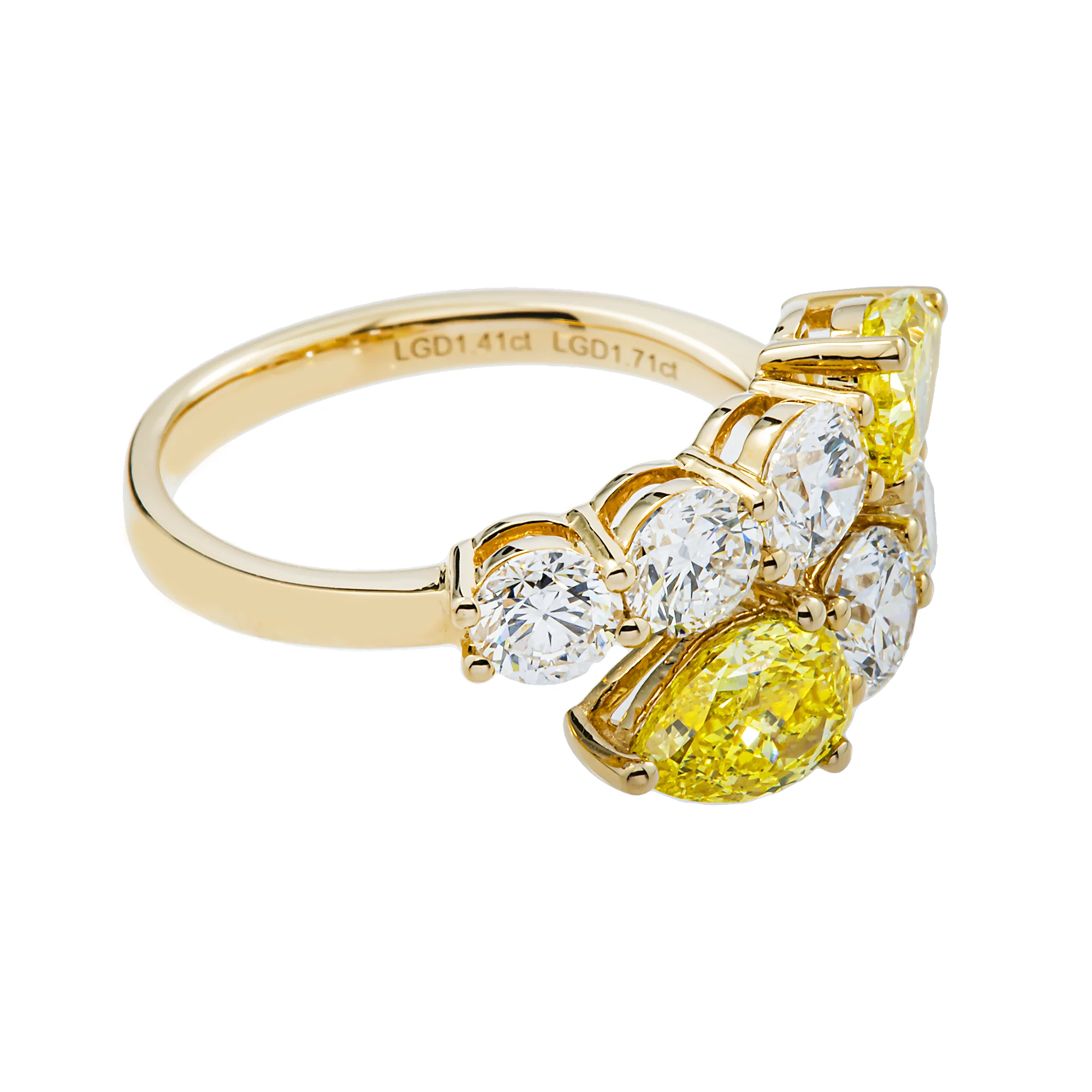14K White Gold Fancy Yellow & White Diamond Wrap Ring 3.12ct - Image 6