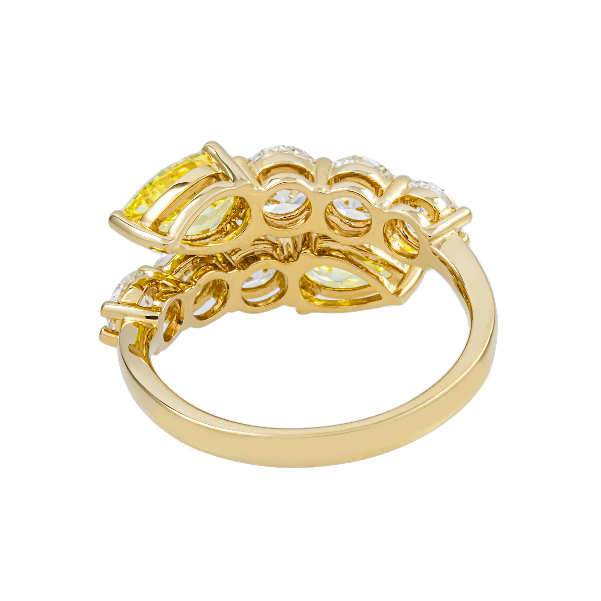 14K White Gold Fancy Yellow & White Diamond Wrap Ring 3.12ct - Image 7