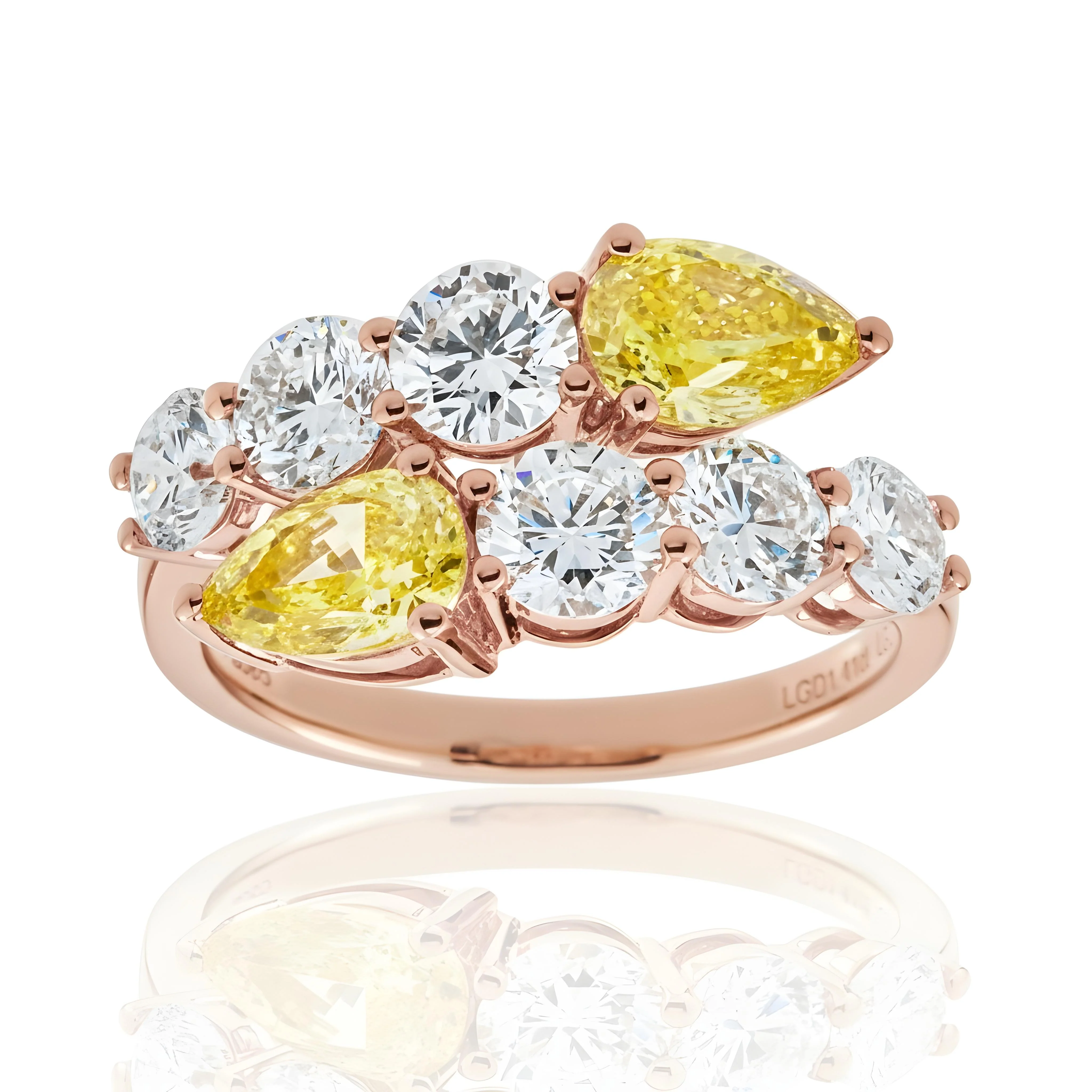 14K White Gold Fancy Yellow & White Diamond Wrap Ring 3.12ct - Image 9