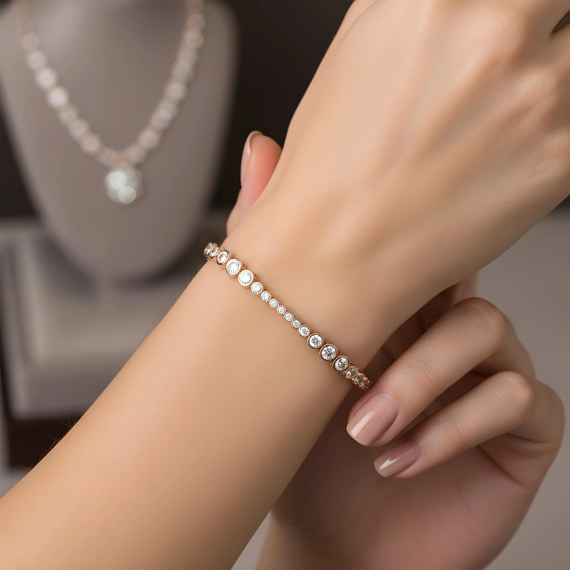 14K Yellow Gold Graduated Bezel Set Round Diamond Tennis Bracelet 3.09ct - Image 9