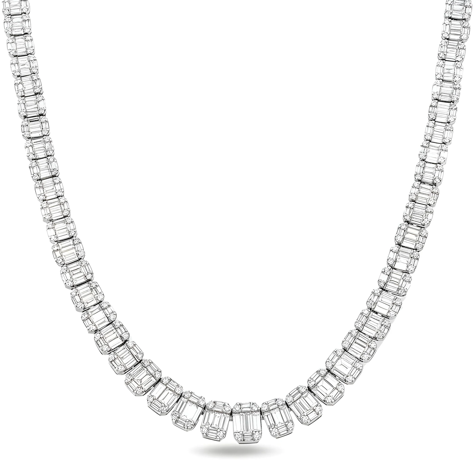 14K Yellow Gold Graduated Round & Baguette Cut Diamond Tennis Chain 22.65ct - Image 5