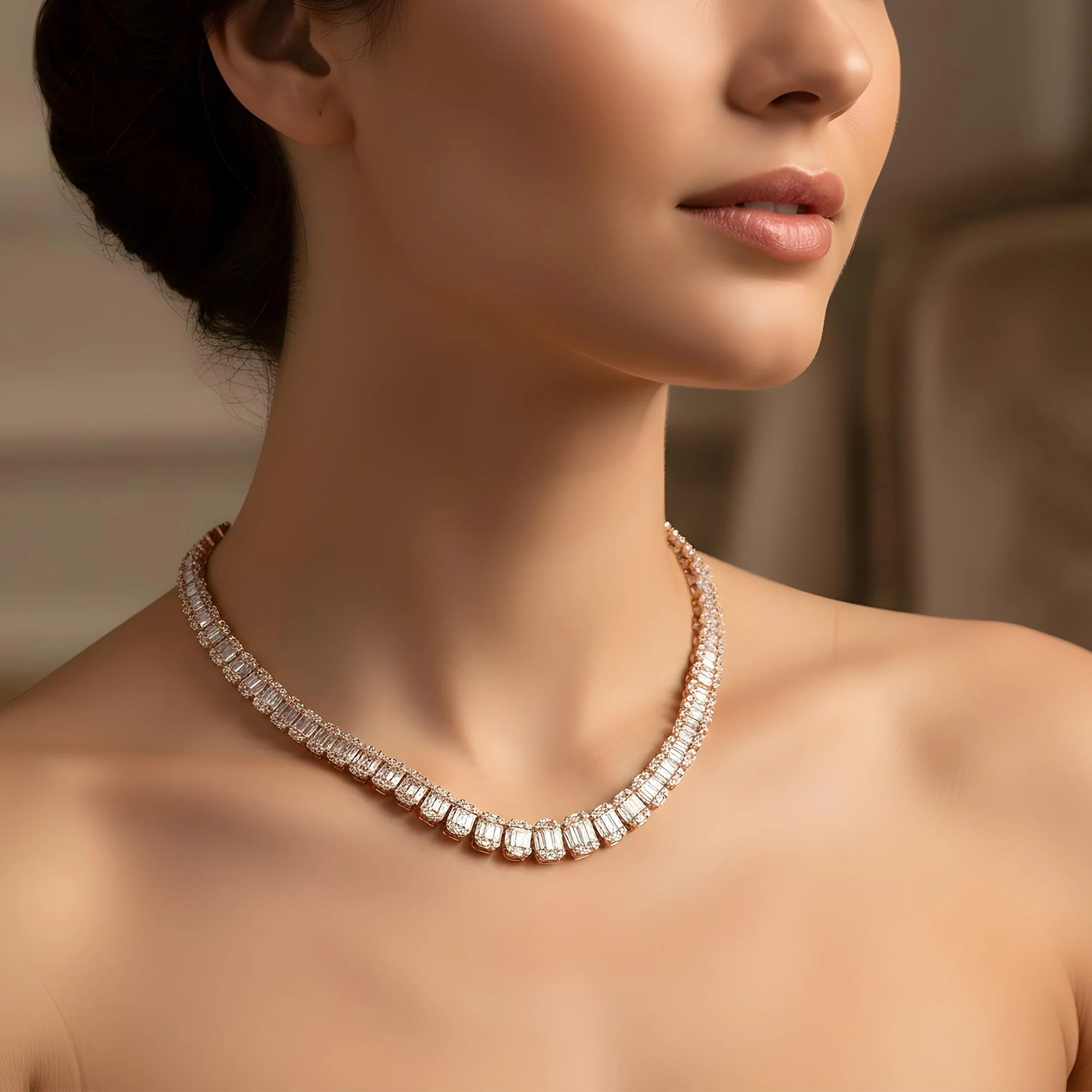 14K Yellow Gold Graduated Round & Baguette Cut Diamond Tennis Chain 22.65ct - Image 9