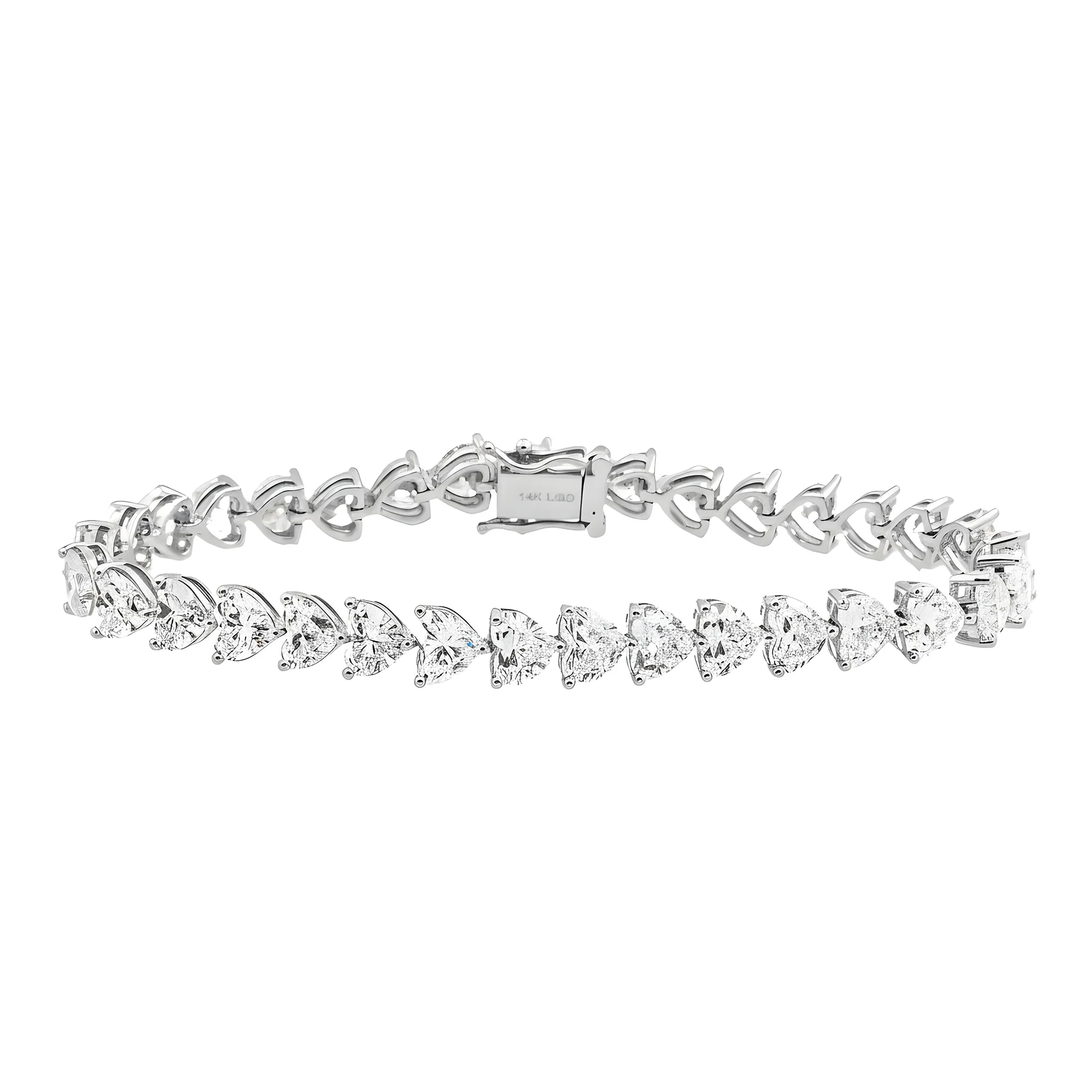 14K Yellow Gold Heart Cut Diamond Tennis Bracelet 17.13ct - Image 5