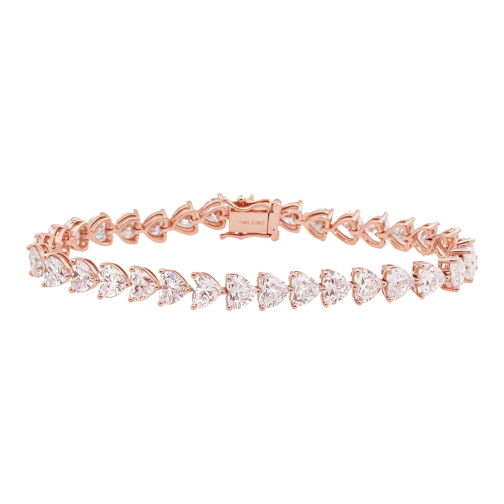 14K Yellow Gold Heart Cut Diamond Tennis Bracelet 17.13ct - Image 8