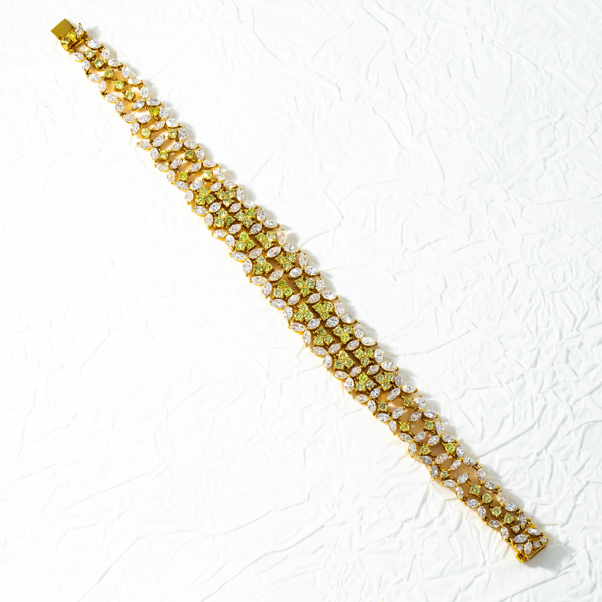 14K Yellow Gold Marquise & Round Cut Fancy Yellow Diamond bracelet 17.01ct - Image 3