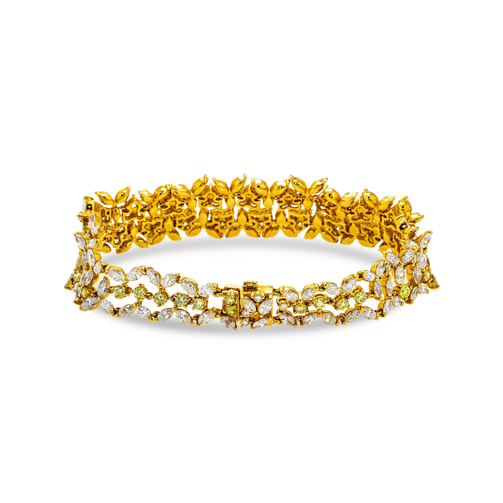 14K Yellow Gold Marquise & Round Cut Fancy Yellow Diamond bracelet 17.01ct - Image 4