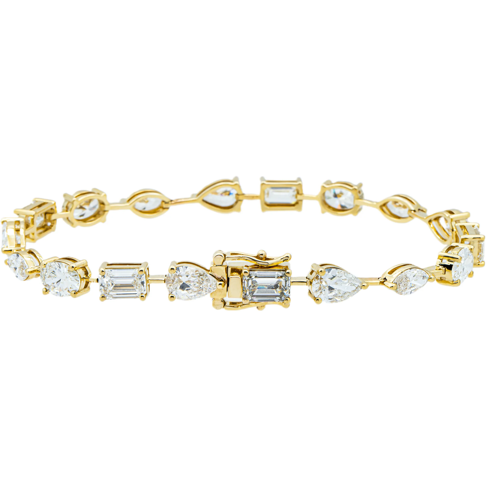 14K Yellow Gold Multi Shape  Diamond Satellite  Bracelet 12.32ct - Image 3