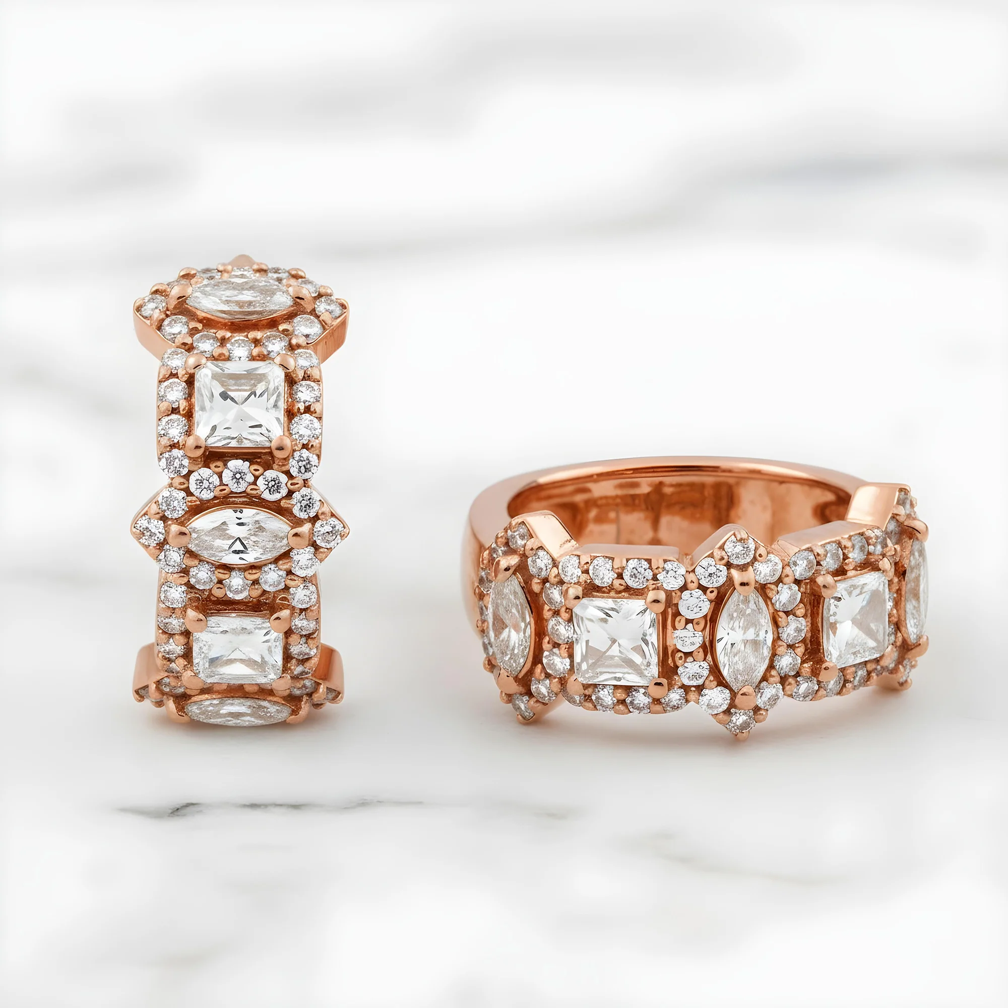 14K Yellow Gold Multi Cut Diamond Hoop Earrings 1.39ctw - Image 8