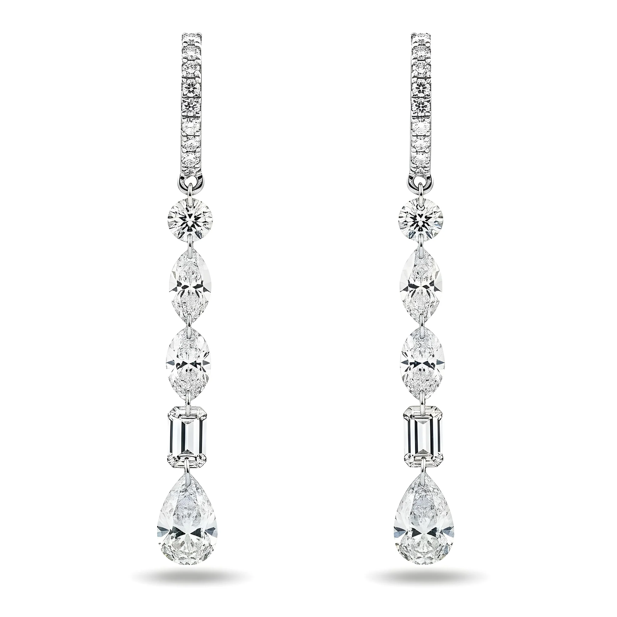 14K Yellow Gold Multi Cut Diamond Huggie Drop Earrings 4.72ctw - Image 5