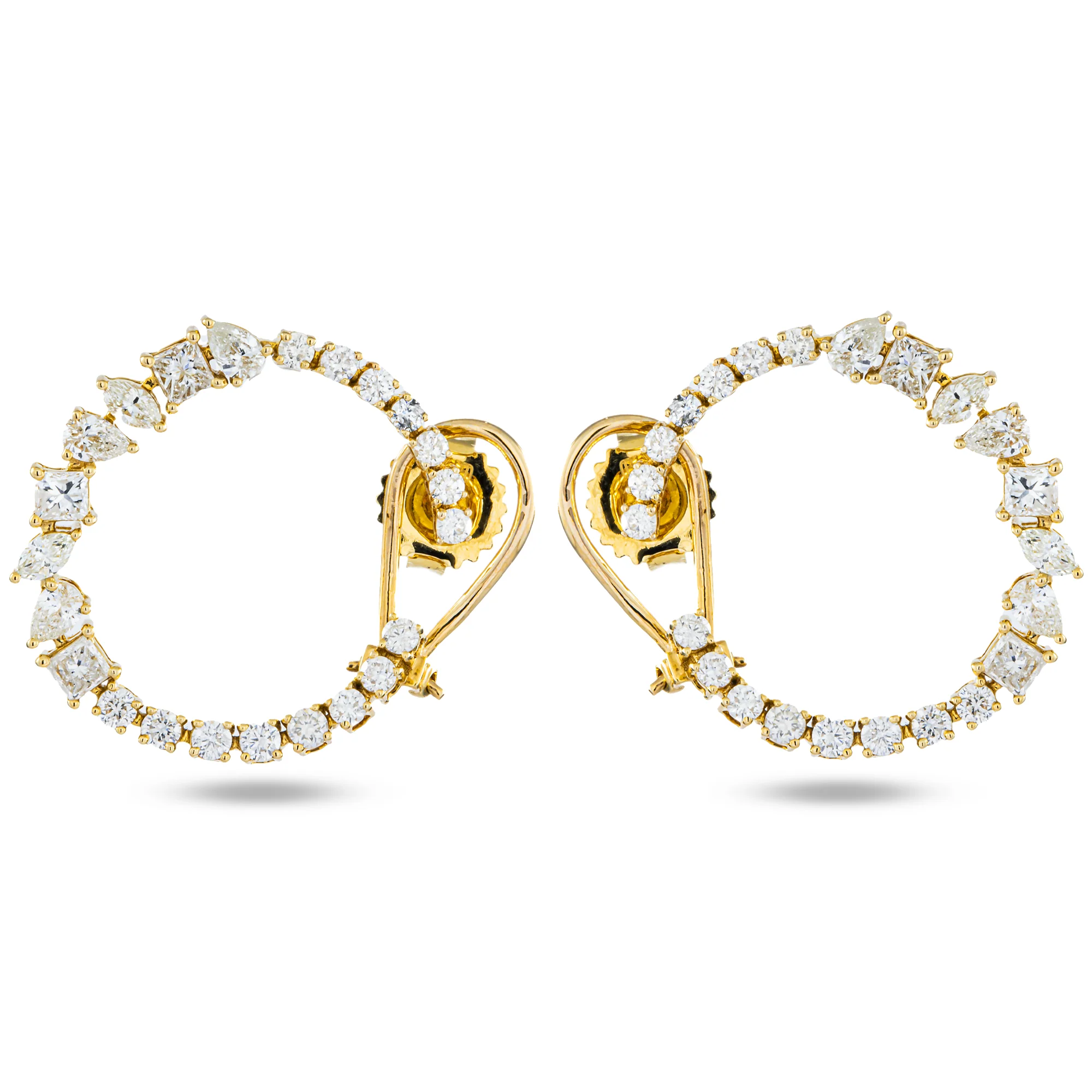 14K Yellow Gold Multi Cut Diamond Hoop Earrings 2.24ctw