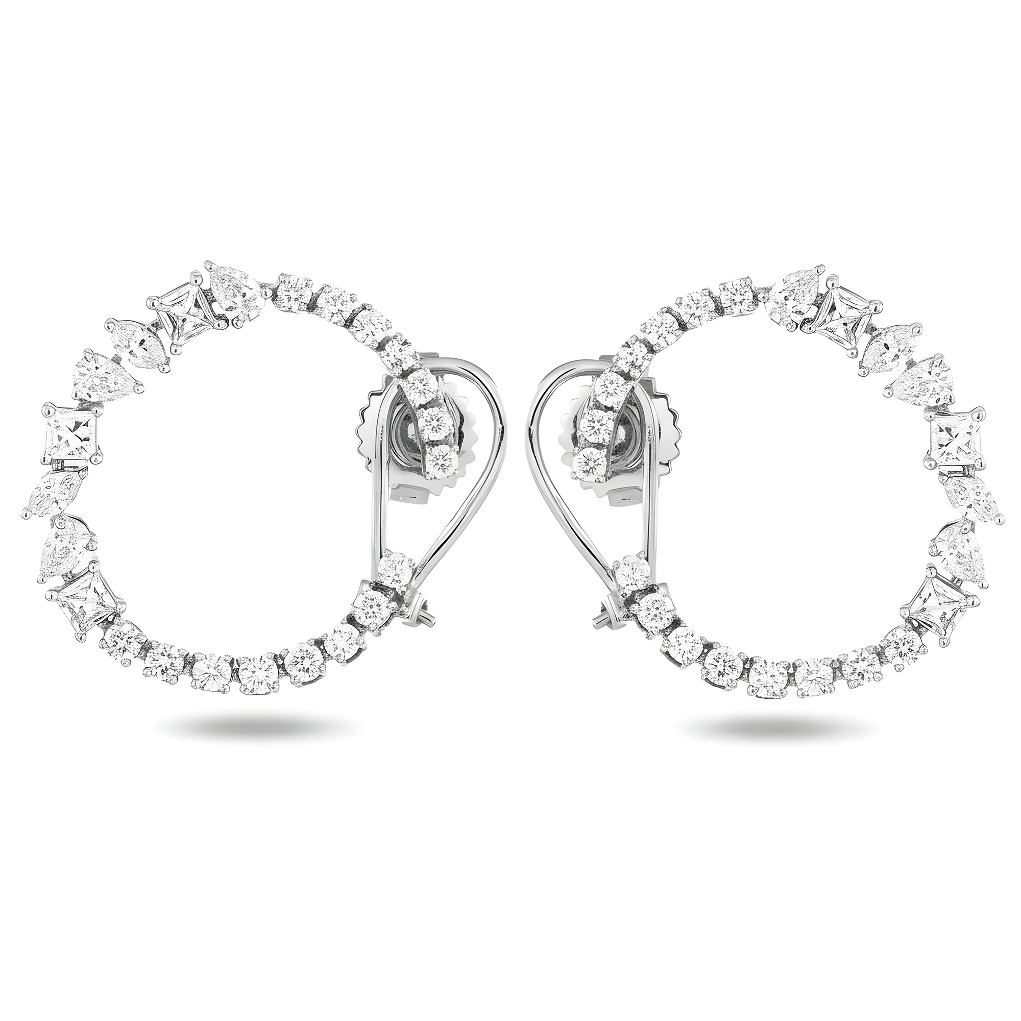 14K Yellow Gold Multi Cut Diamond Hoop Earrings 2.24ctw - Image 4