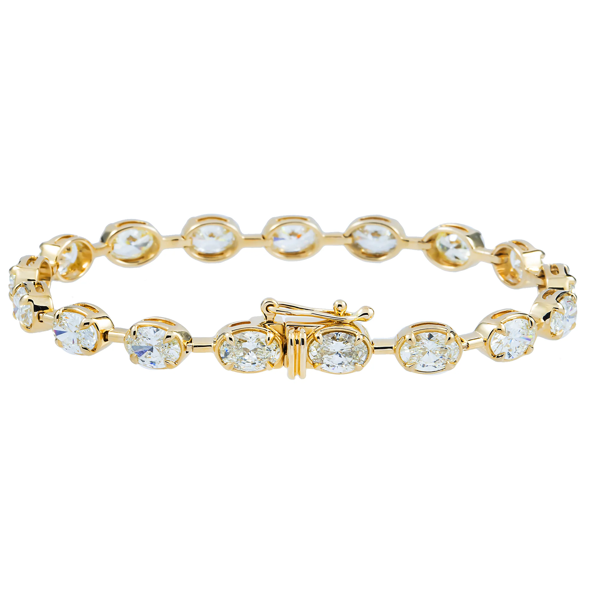 14K Yellow Gold Bezel Set Oval Cut Diamond Satellite Bracelet 9.04ct - Image 4