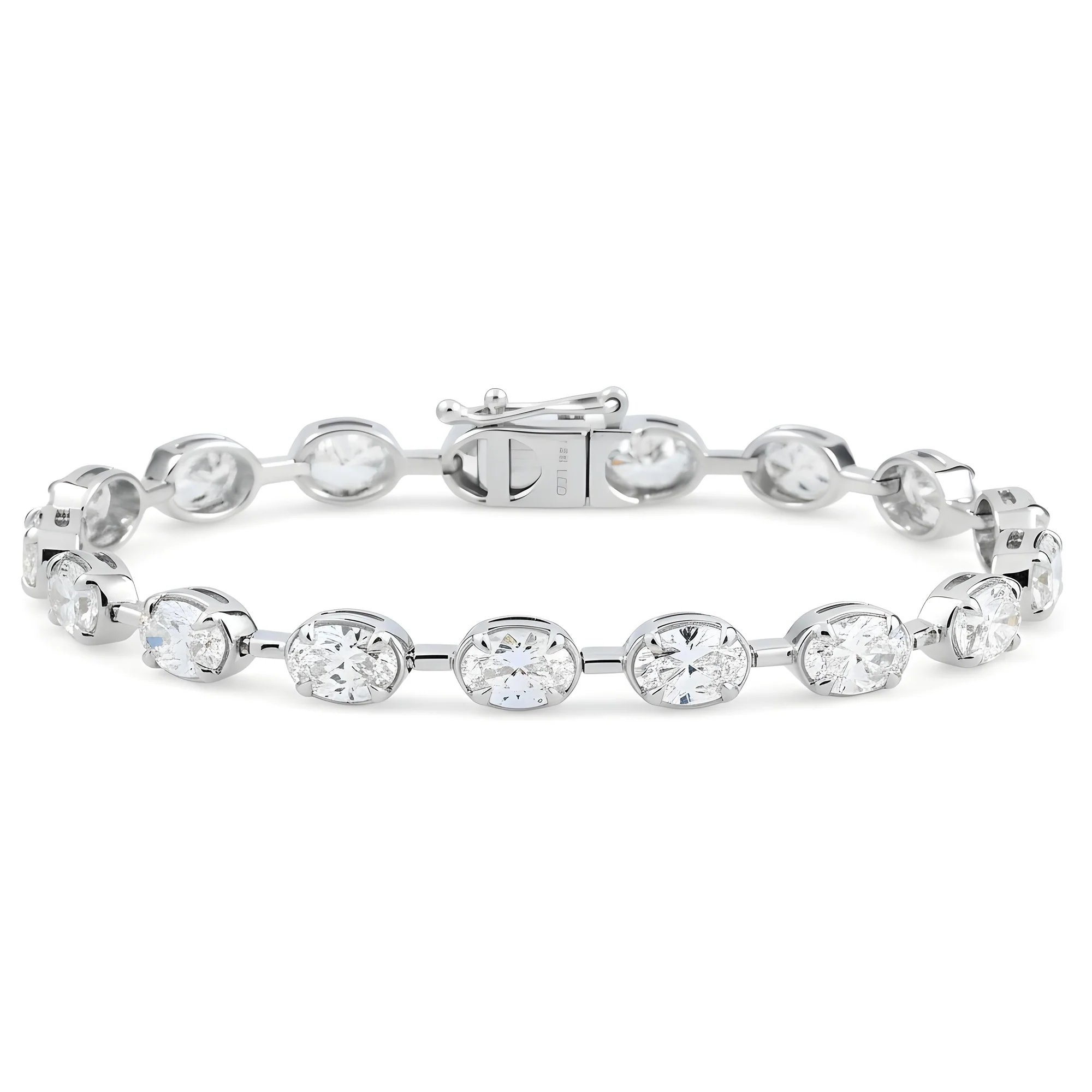 14K Yellow Gold Bezel Set Oval Cut Diamond Satellite Bracelet 9.04ct - Image 5
