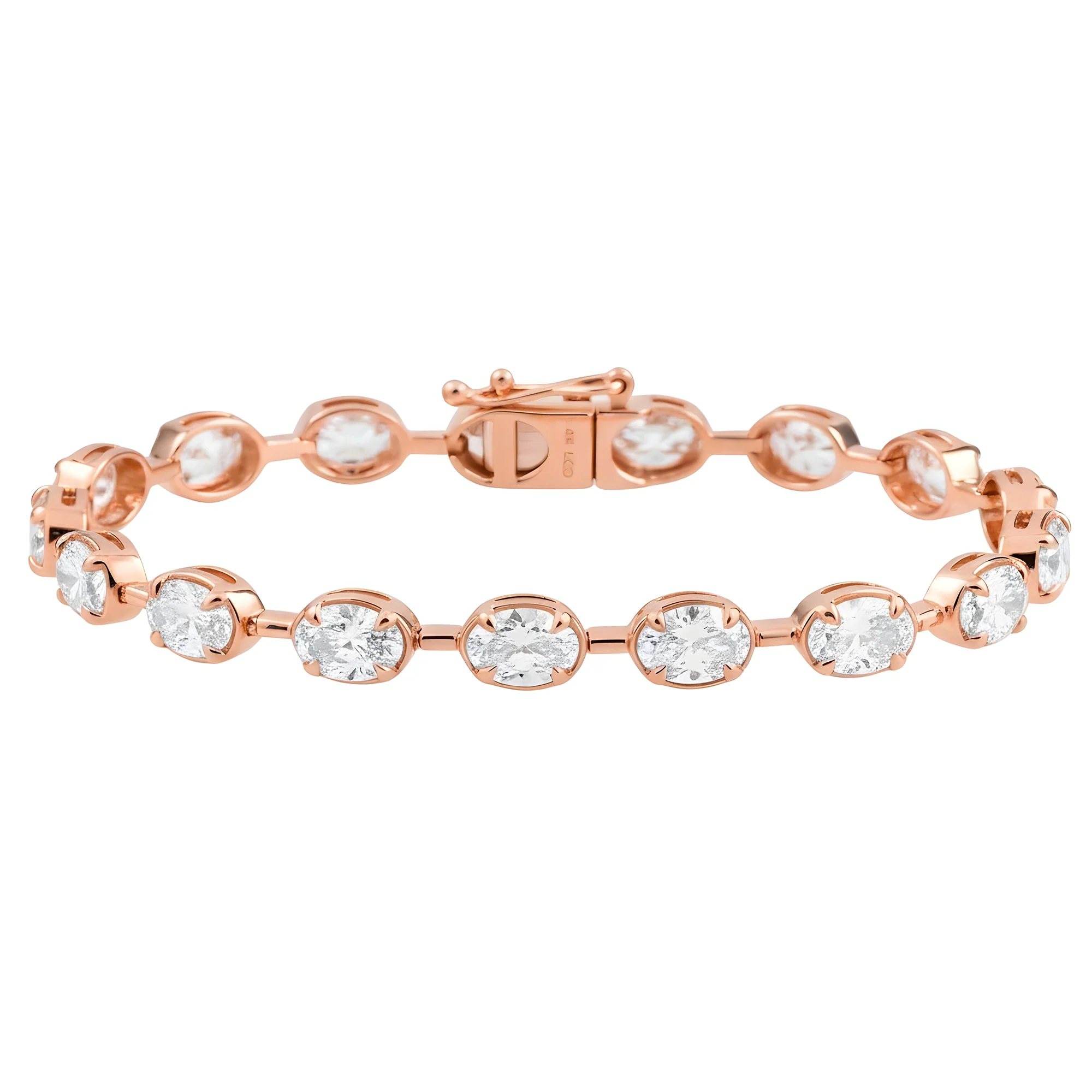 14K Yellow Gold Bezel Set Oval Cut Diamond Satellite Bracelet 9.04ct - Image 8