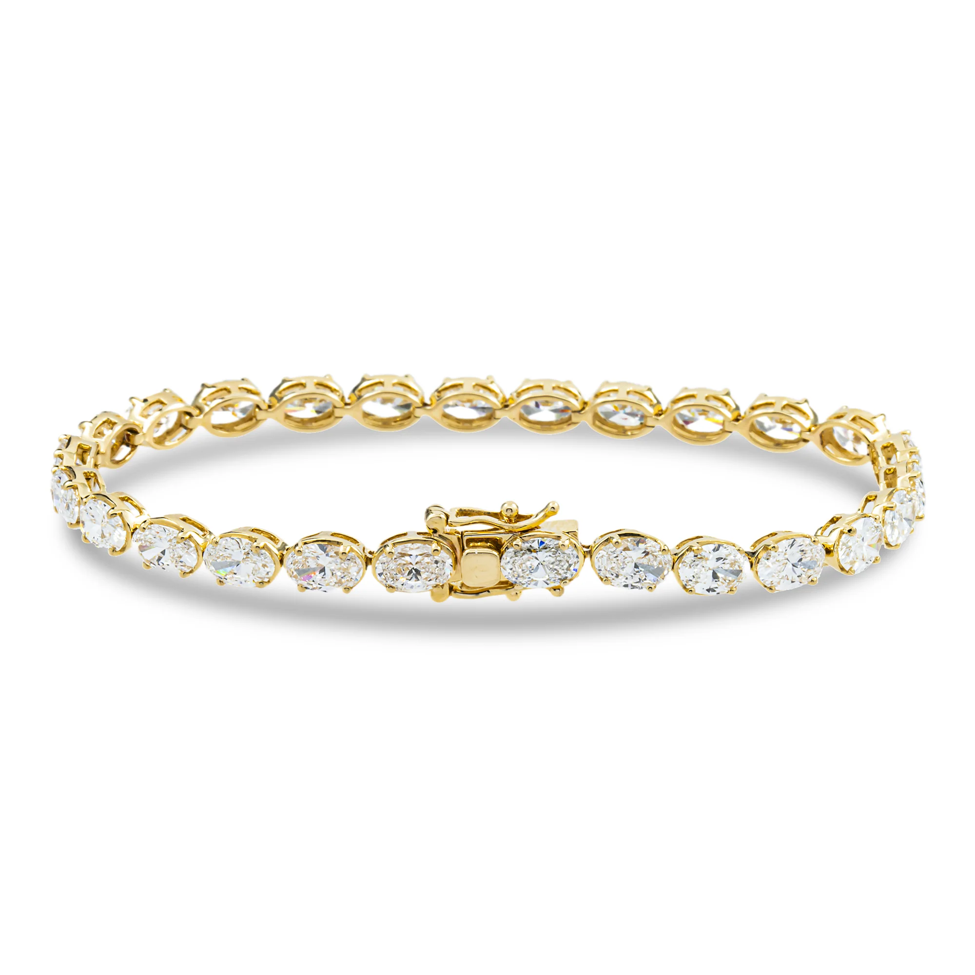 14K Yellow Gold Oval Cut Diamond Tennis Bracelet 10.74ct - Image 3