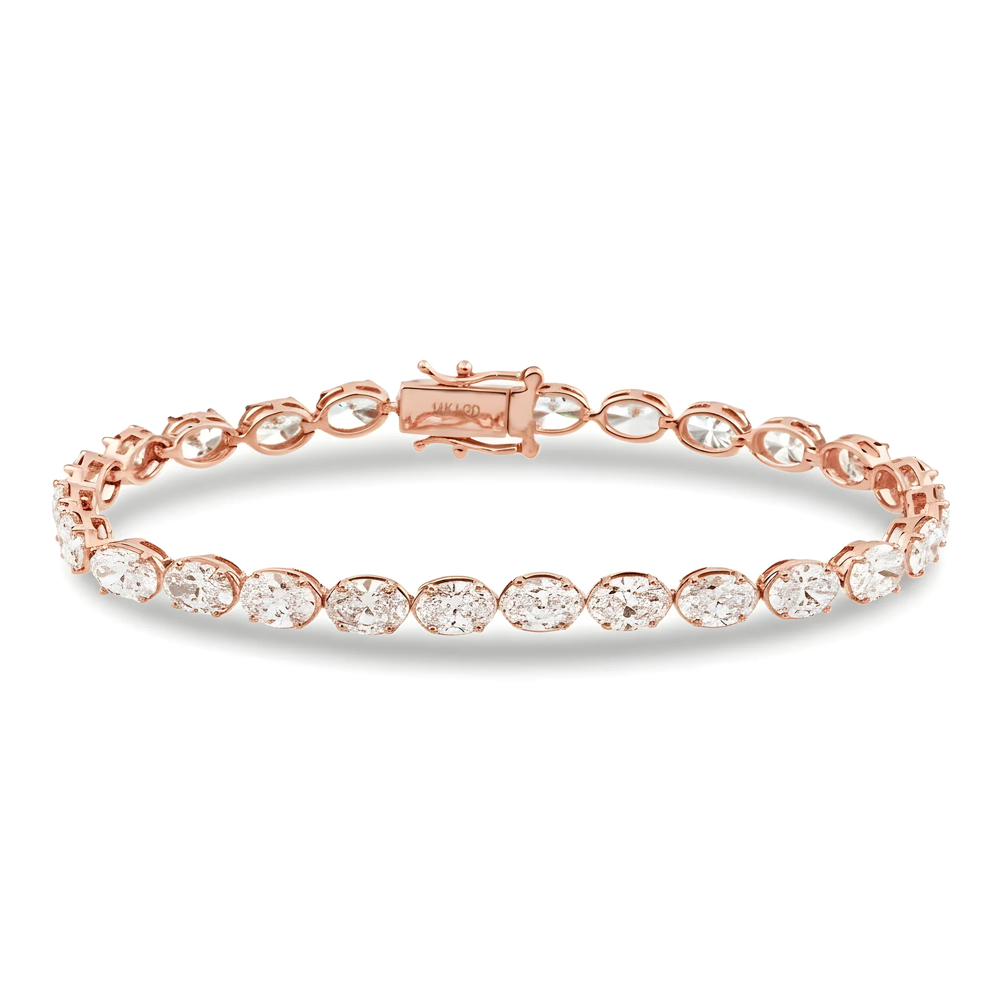 14K Yellow Gold Oval Cut Diamond Tennis Bracelet 10.74ct - Image 7