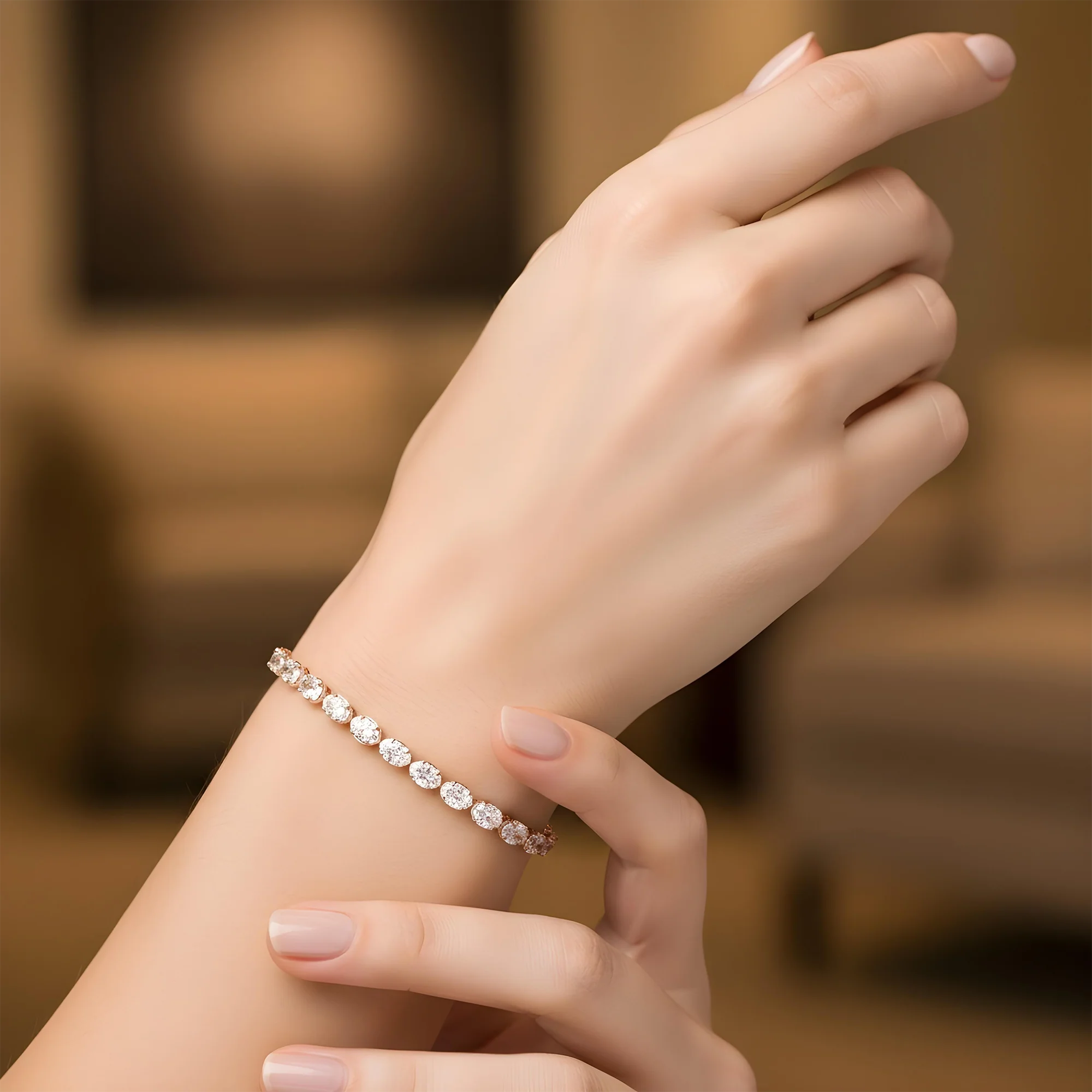 14K Yellow Gold Oval Cut Diamond Tennis Bracelet 10.74ct - Image 8