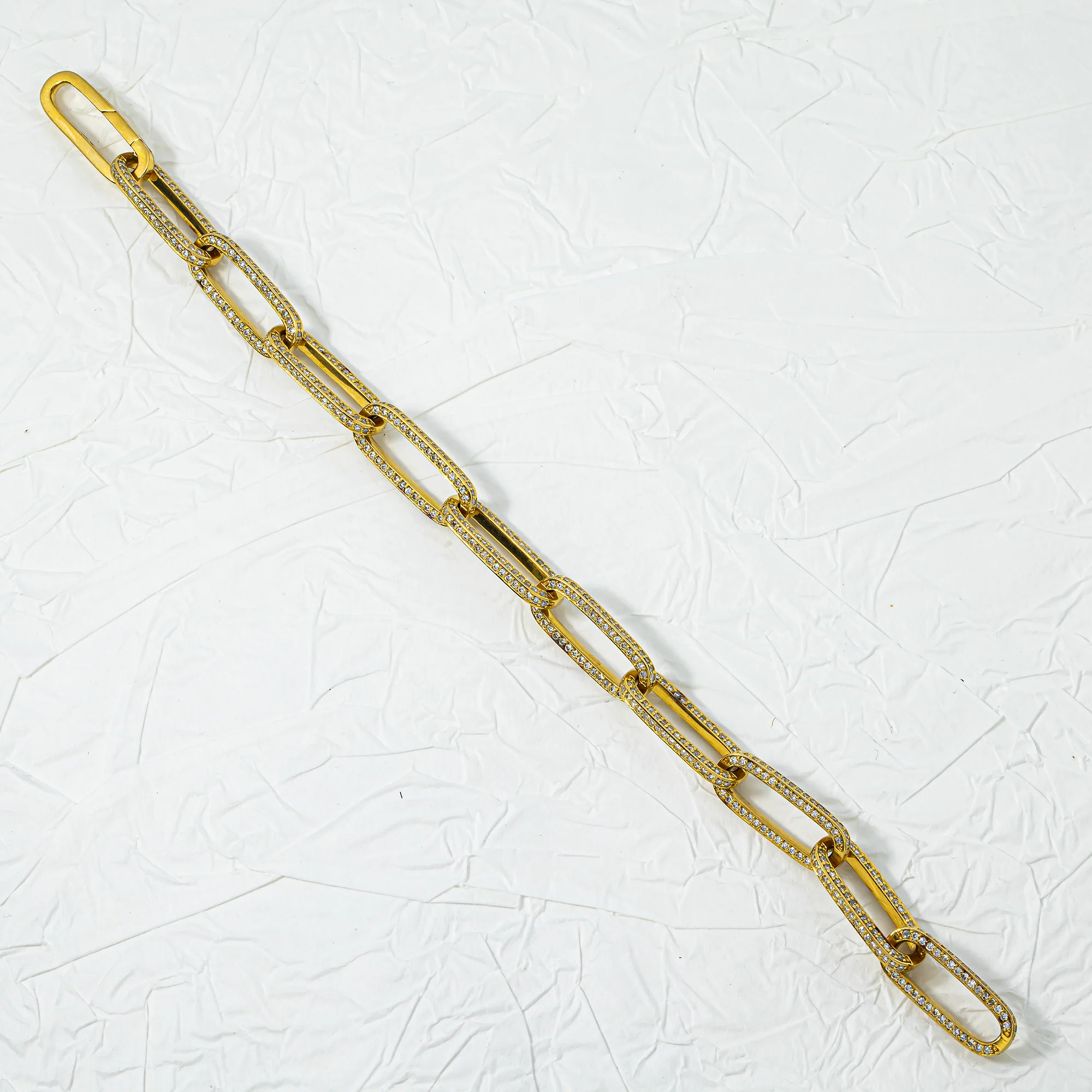14K Yellow Gold PaperClip Chain Bracelet 4.67ct - Image 3
