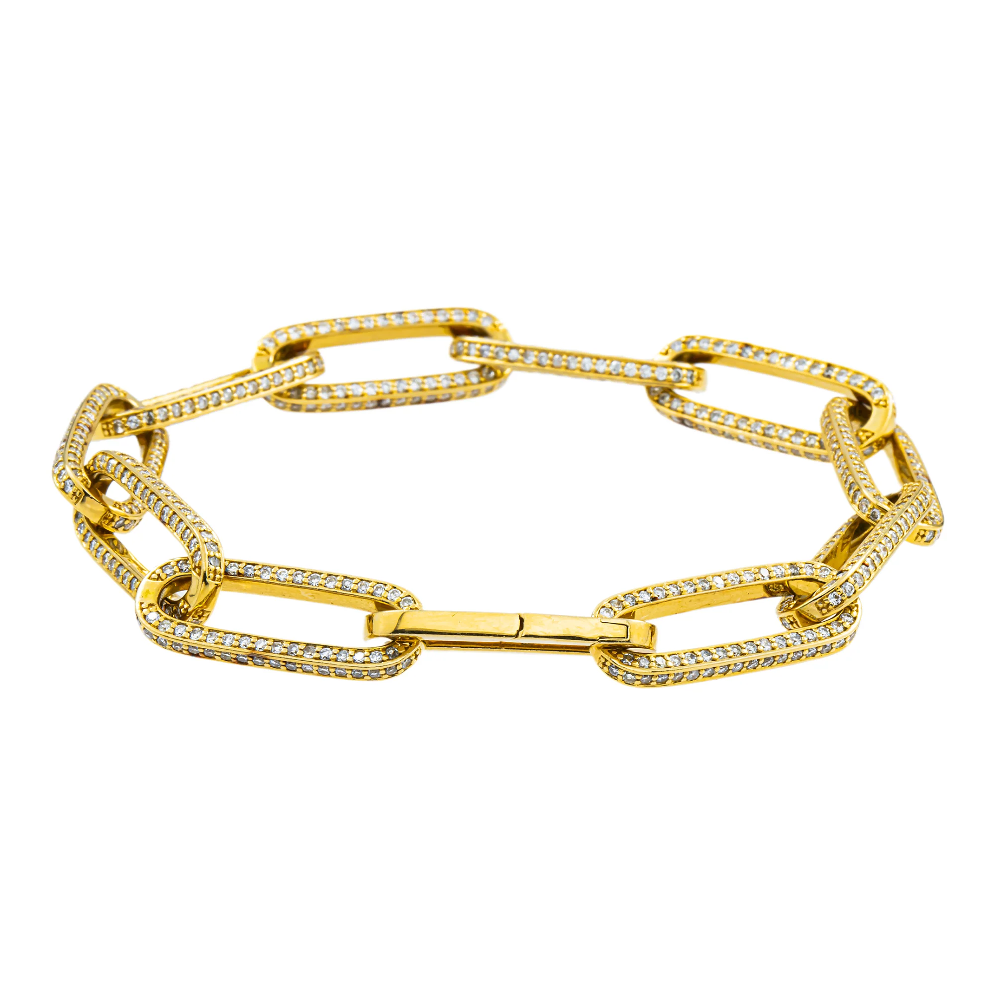 14K Yellow Gold PaperClip Chain Bracelet 4.67ct - Image 4