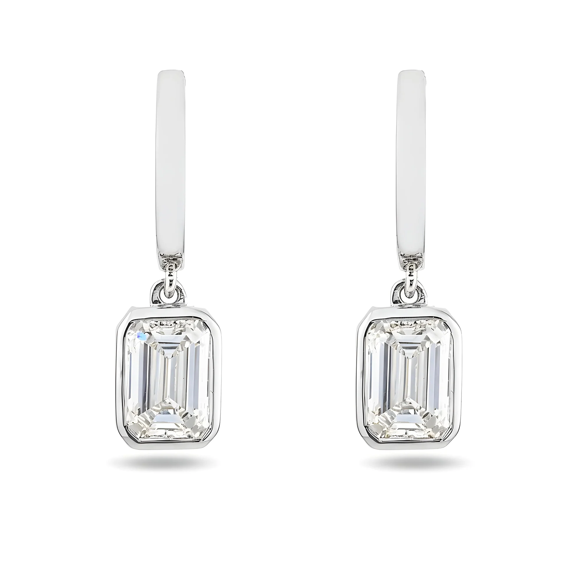 14K Yellow Gold Emerald Cut Diamond Drop Earrings 2.48ctw - Image 4