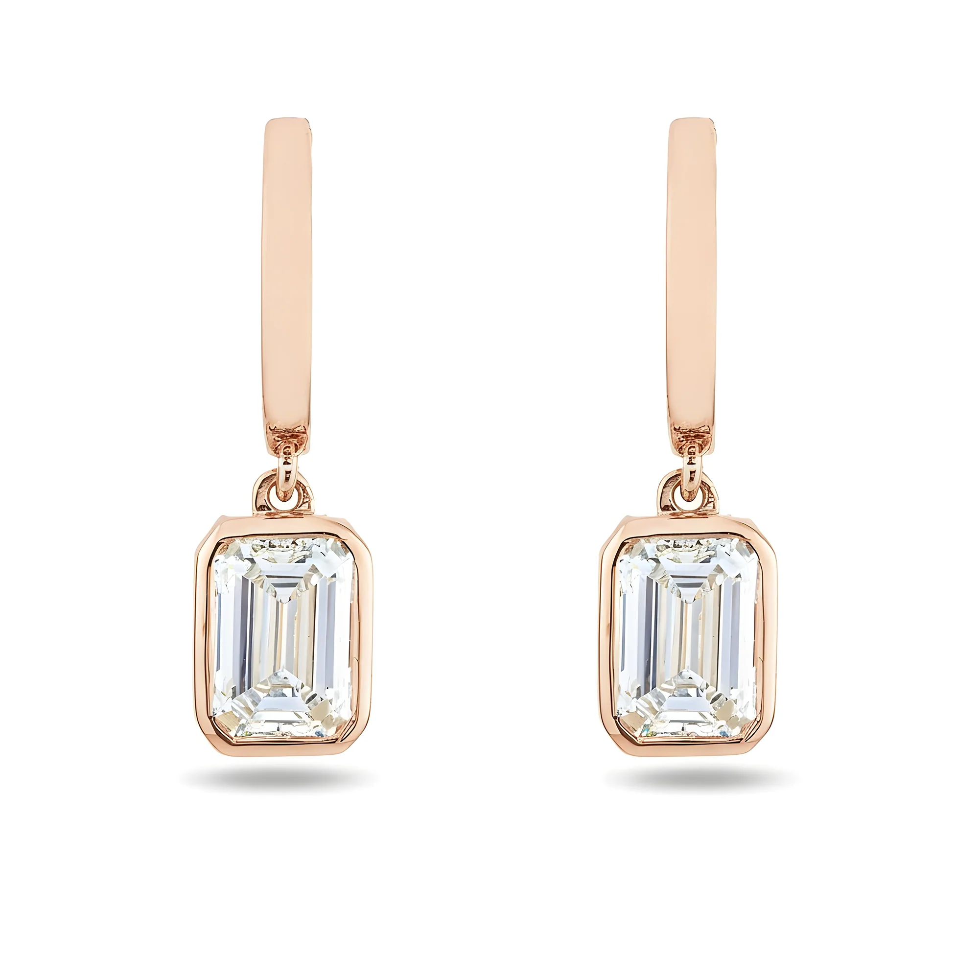 14K Yellow Gold Emerald Cut Diamond Drop Earrings 2.48ctw - Image 7