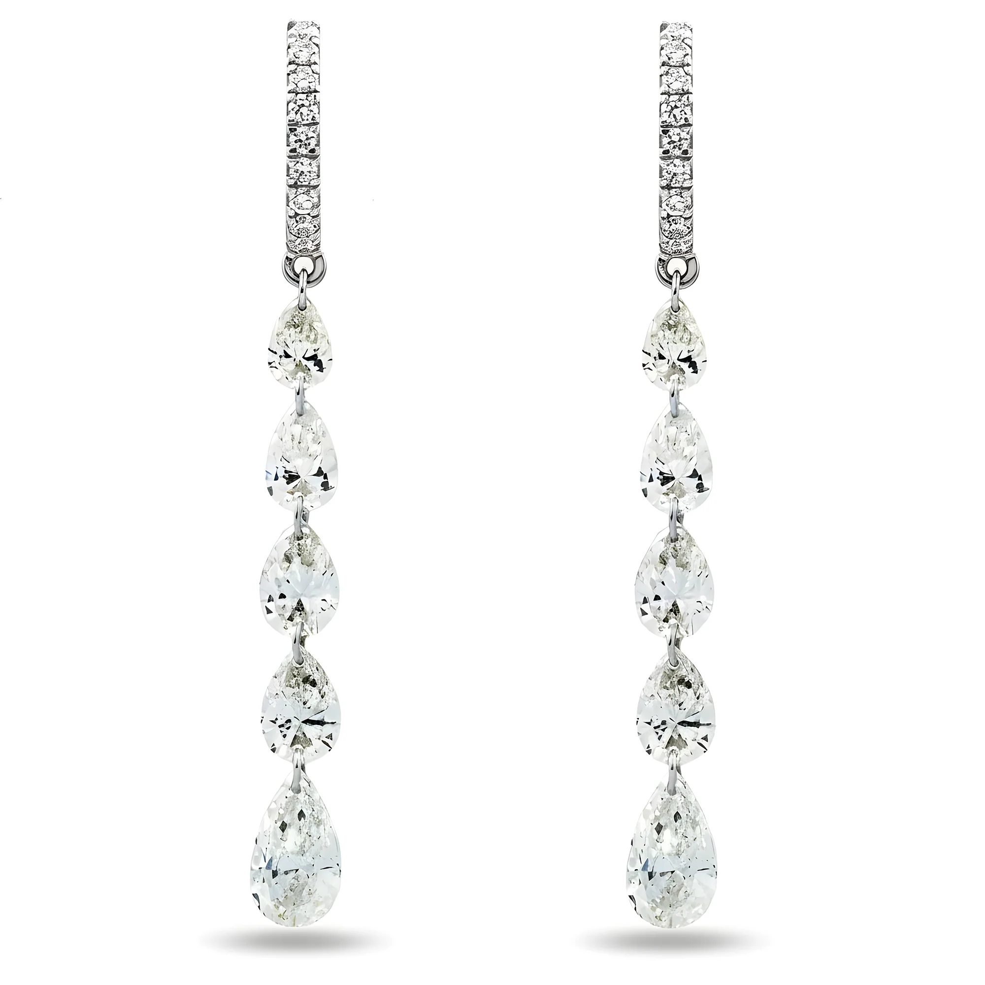 14K Yellow Gold Pear Cut Diamond Huggie Drop Earrings 4.66ctw - Image 5