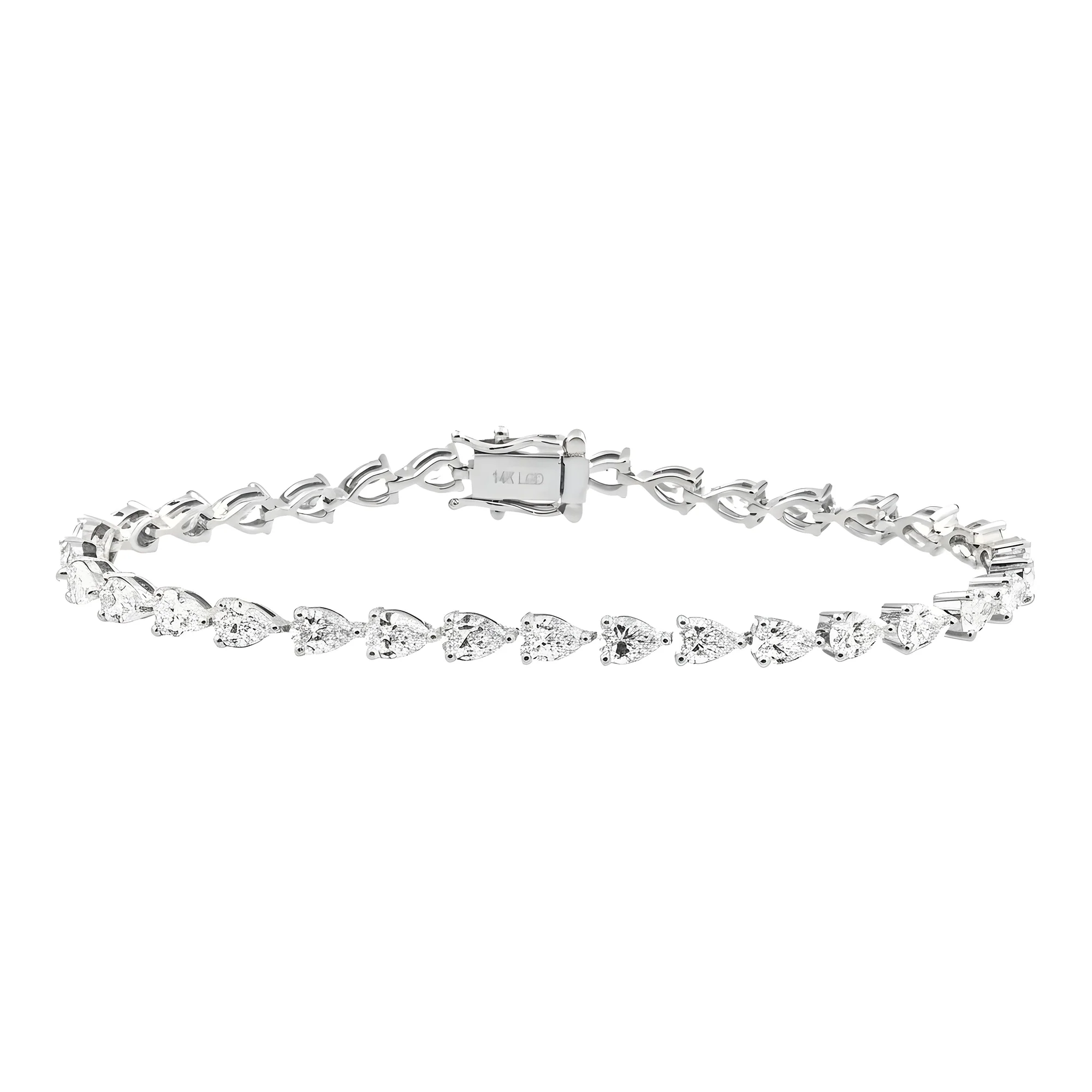 14K Yellow Gold Pear Cut Diamond Tennis Bracelet 7.02ct - Image 5
