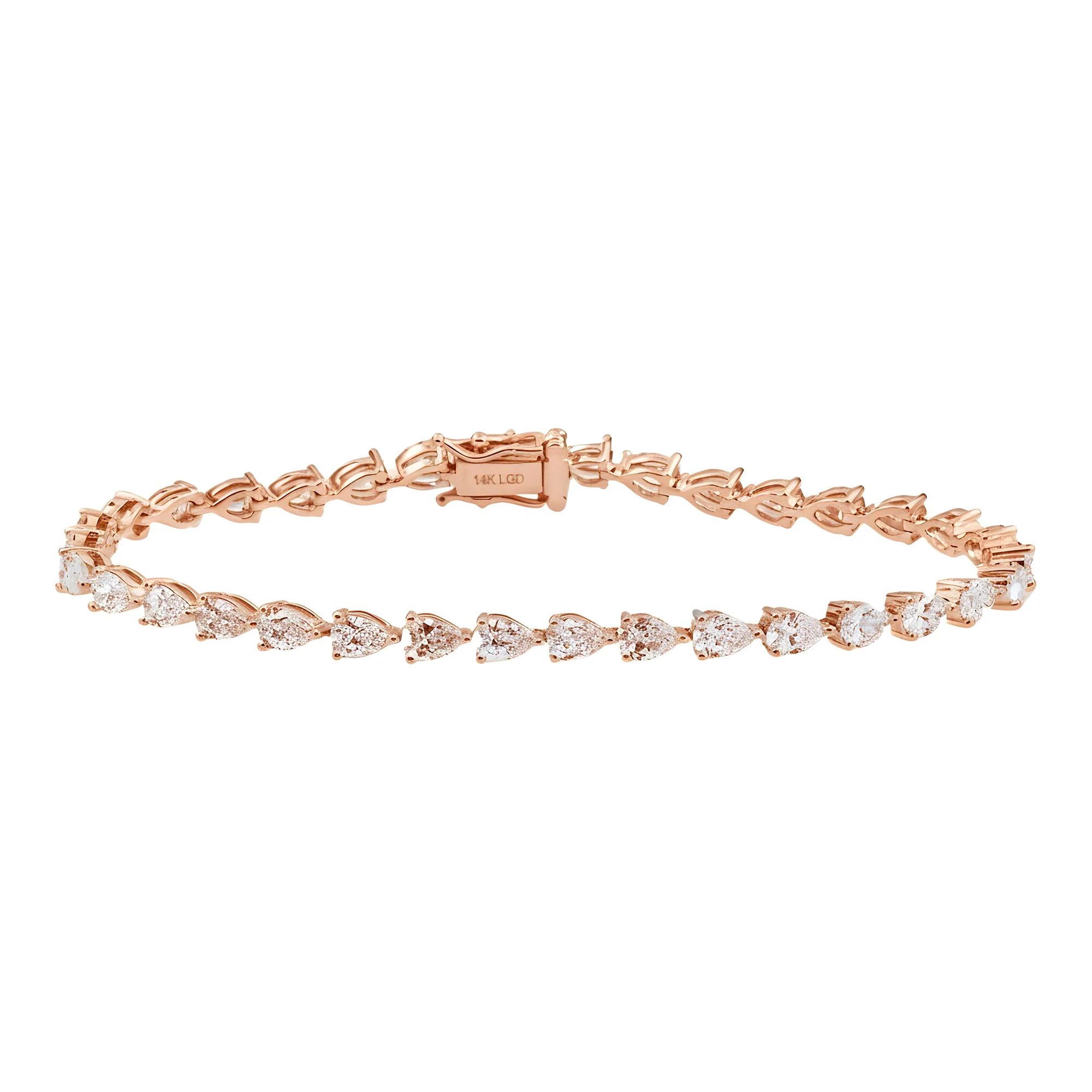 14K Yellow Gold Pear Cut Diamond Tennis Bracelet 7.02ct - Image 8