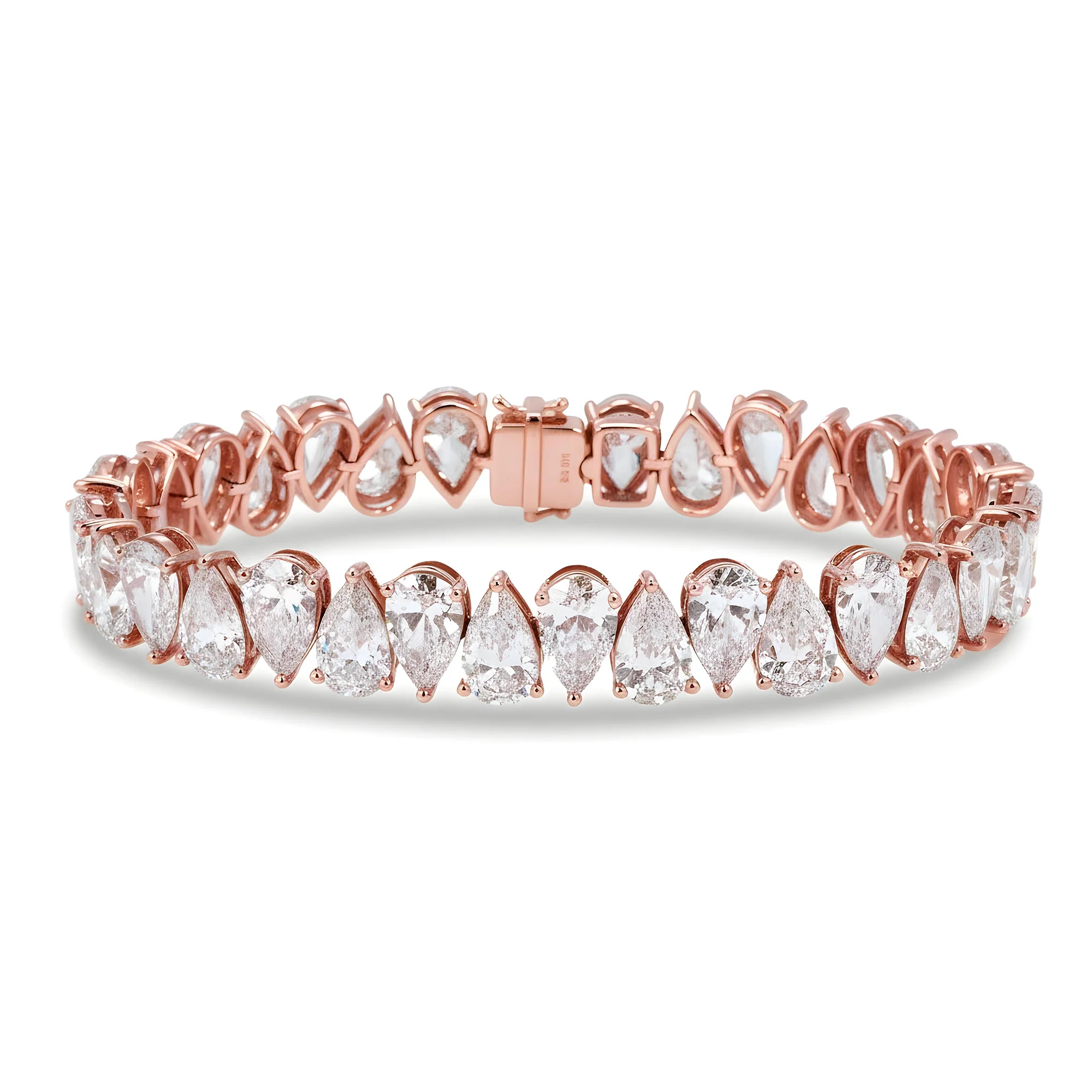 14K Yellow Gold Pear Cut Diamond Tennis Bracelet 34.32ct - Image 7